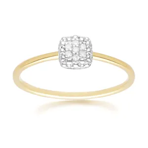 Diamond Pave Square Ring 9ct Yellow Gold