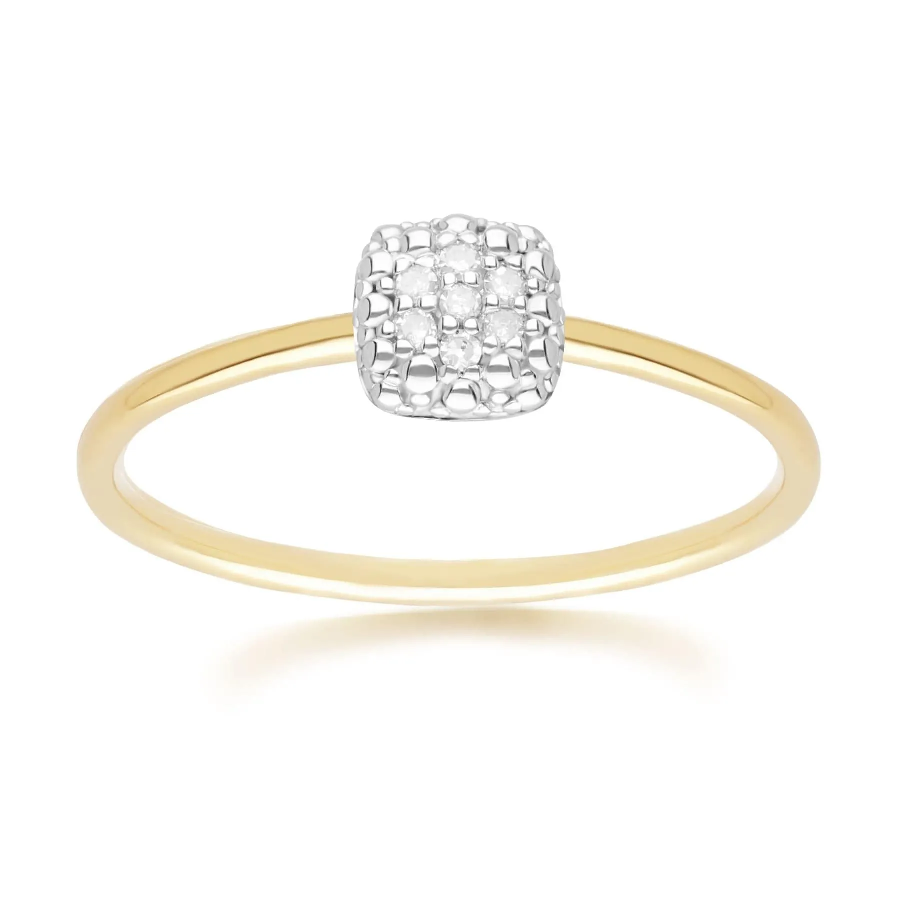 Diamond Pave Square Ring 9ct Yellow Gold
