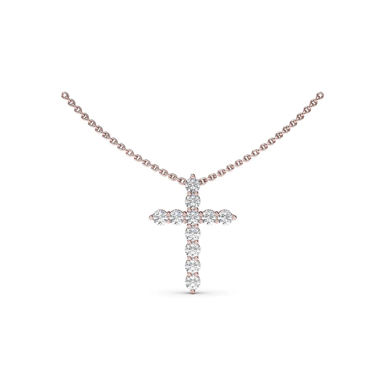 Diamond Prong Cross Necklace