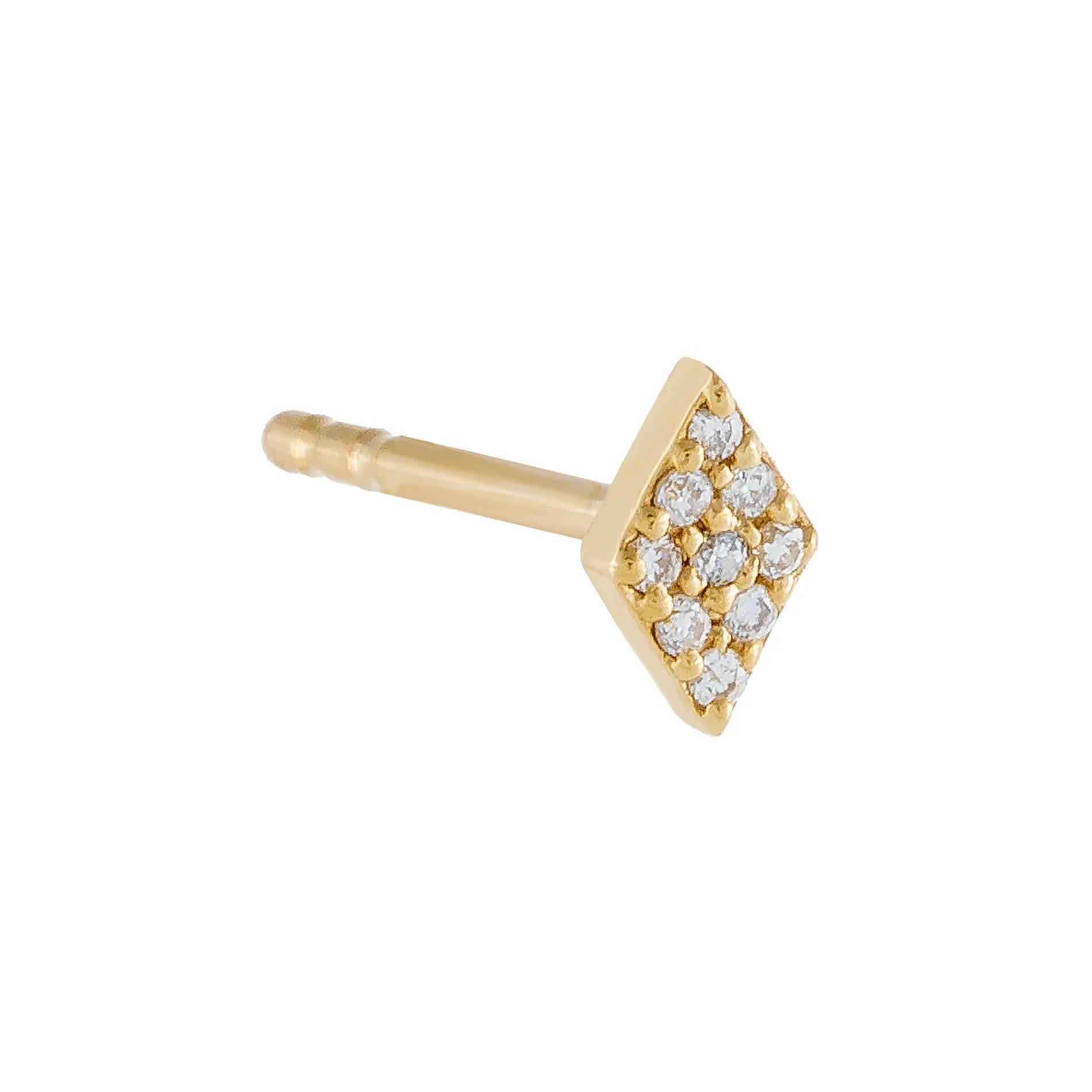 Diamond Shape Stud Earring 14K