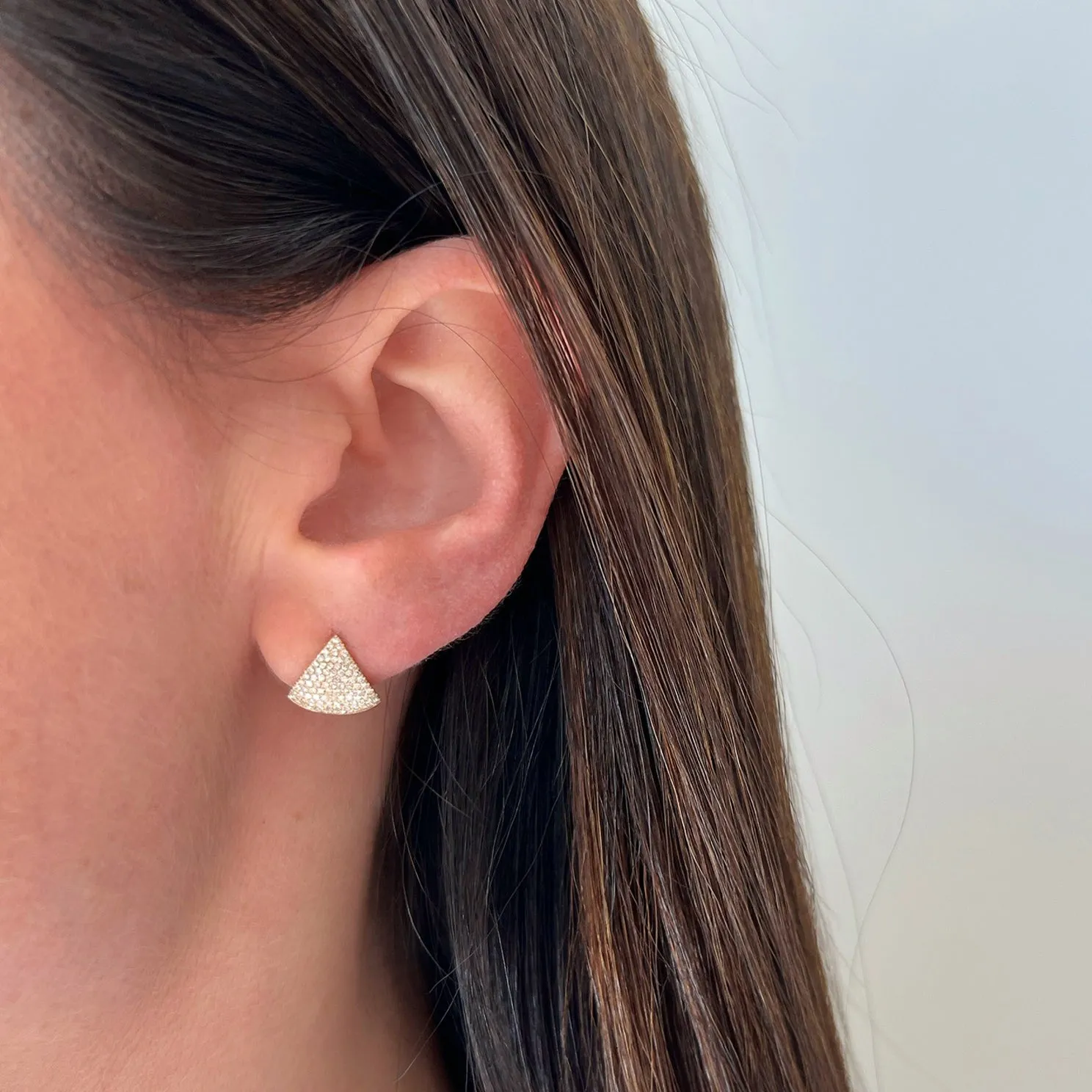 Diamond Solid Chevron Stud Earrings