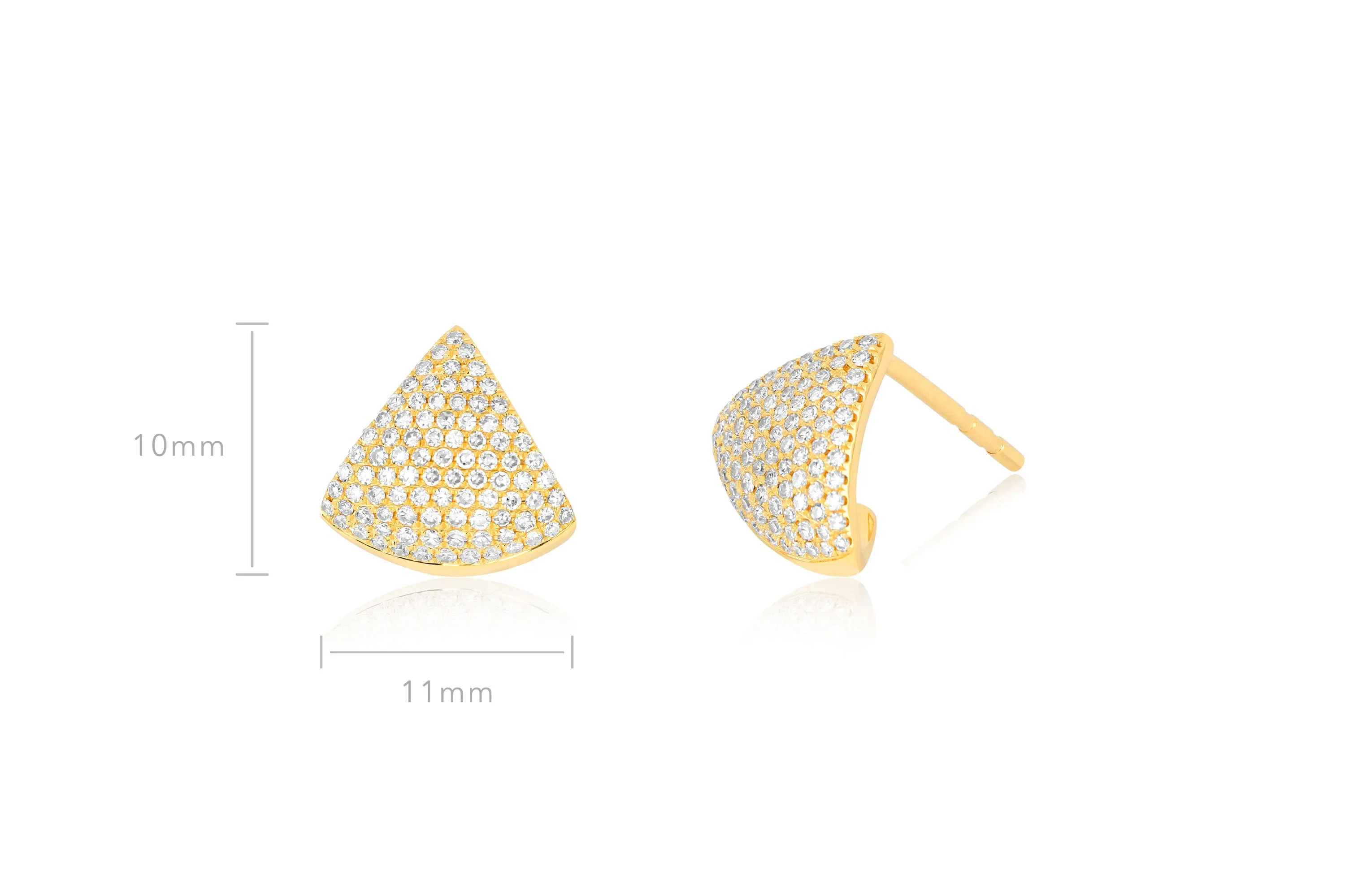 Diamond Solid Chevron Stud Earrings