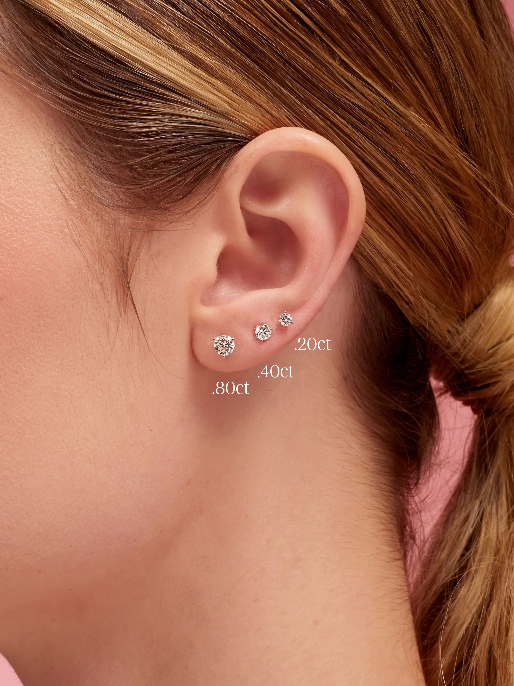 Diamond Stud Earrings 14K