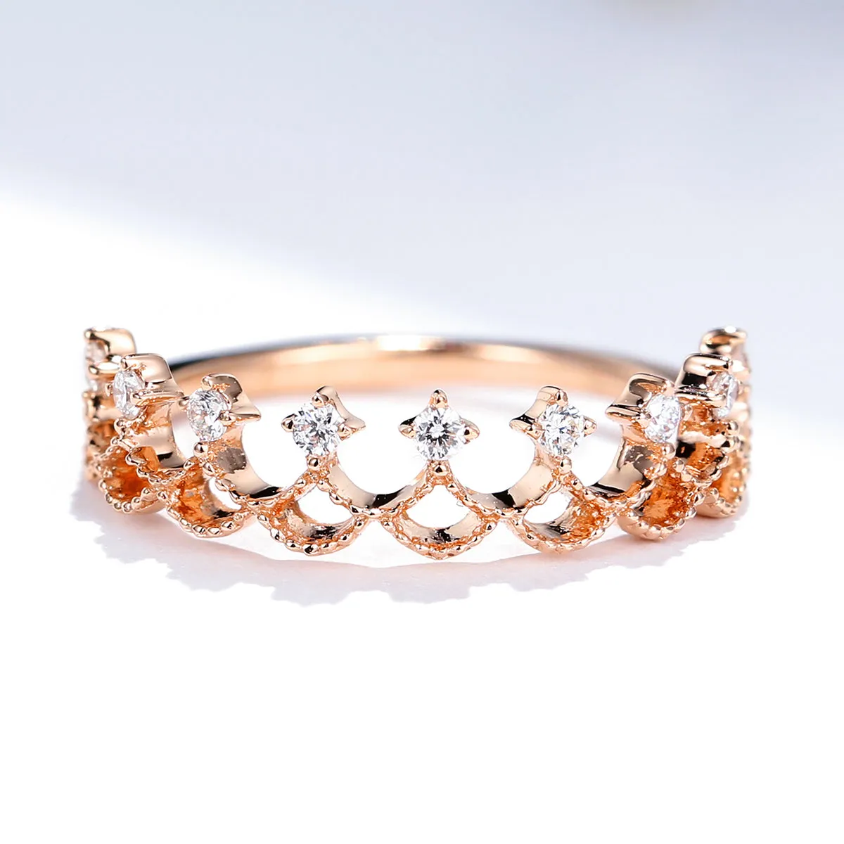 Diamond Tiara Shape Stacking Ring
