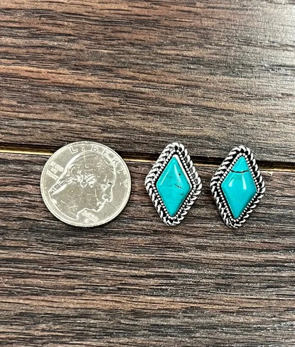 Diamond Turquoise Studs