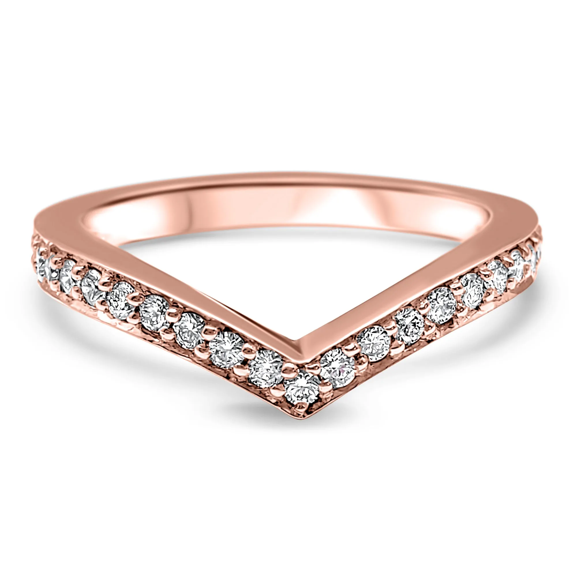 Diamond V Ring Enhancer 14k Yellow Gold 14k White Gold 14k Rose Gold Stackable Chevron Shadow Band