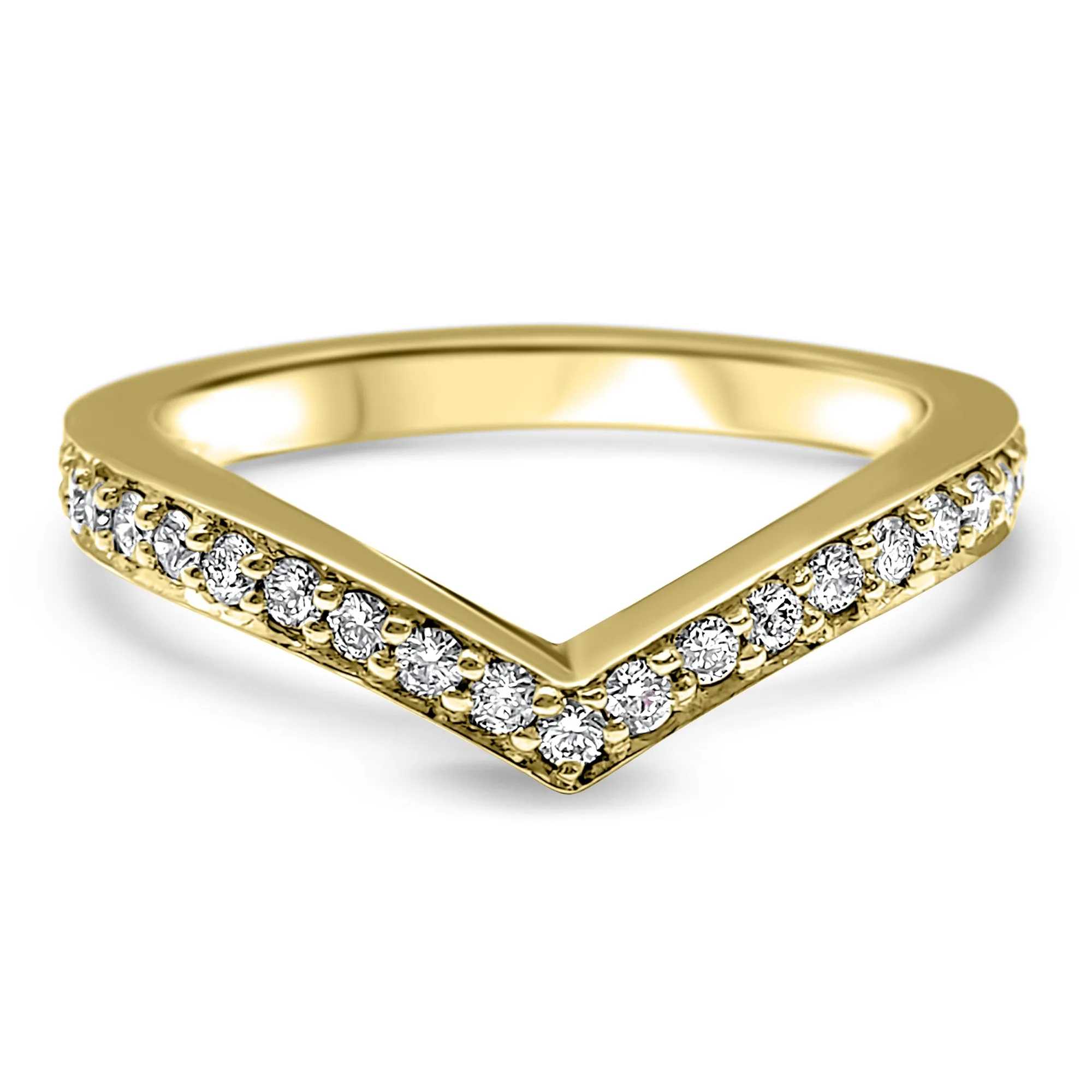 Diamond V Ring Enhancer 14k Yellow Gold 14k White Gold 14k Rose Gold Stackable Chevron Shadow Band
