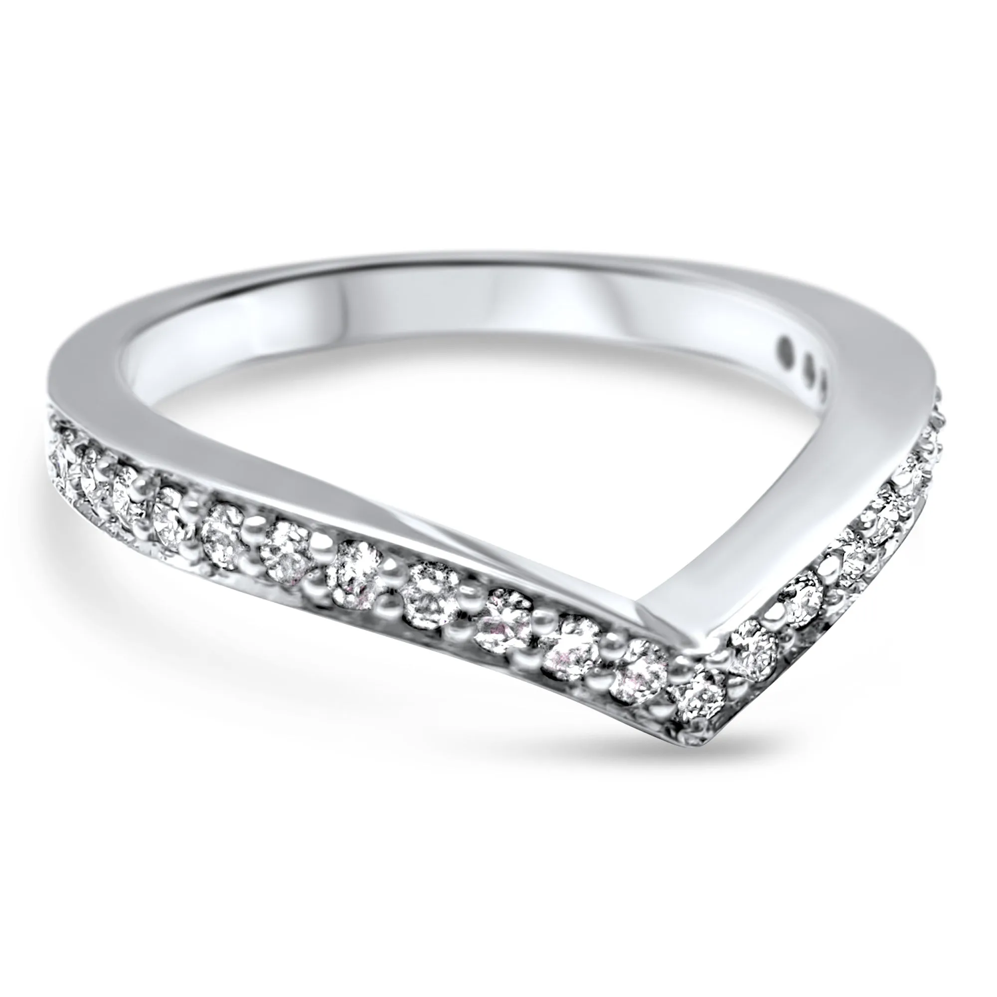 Diamond V Ring Enhancer 14k Yellow Gold 14k White Gold 14k Rose Gold Stackable Chevron Shadow Band