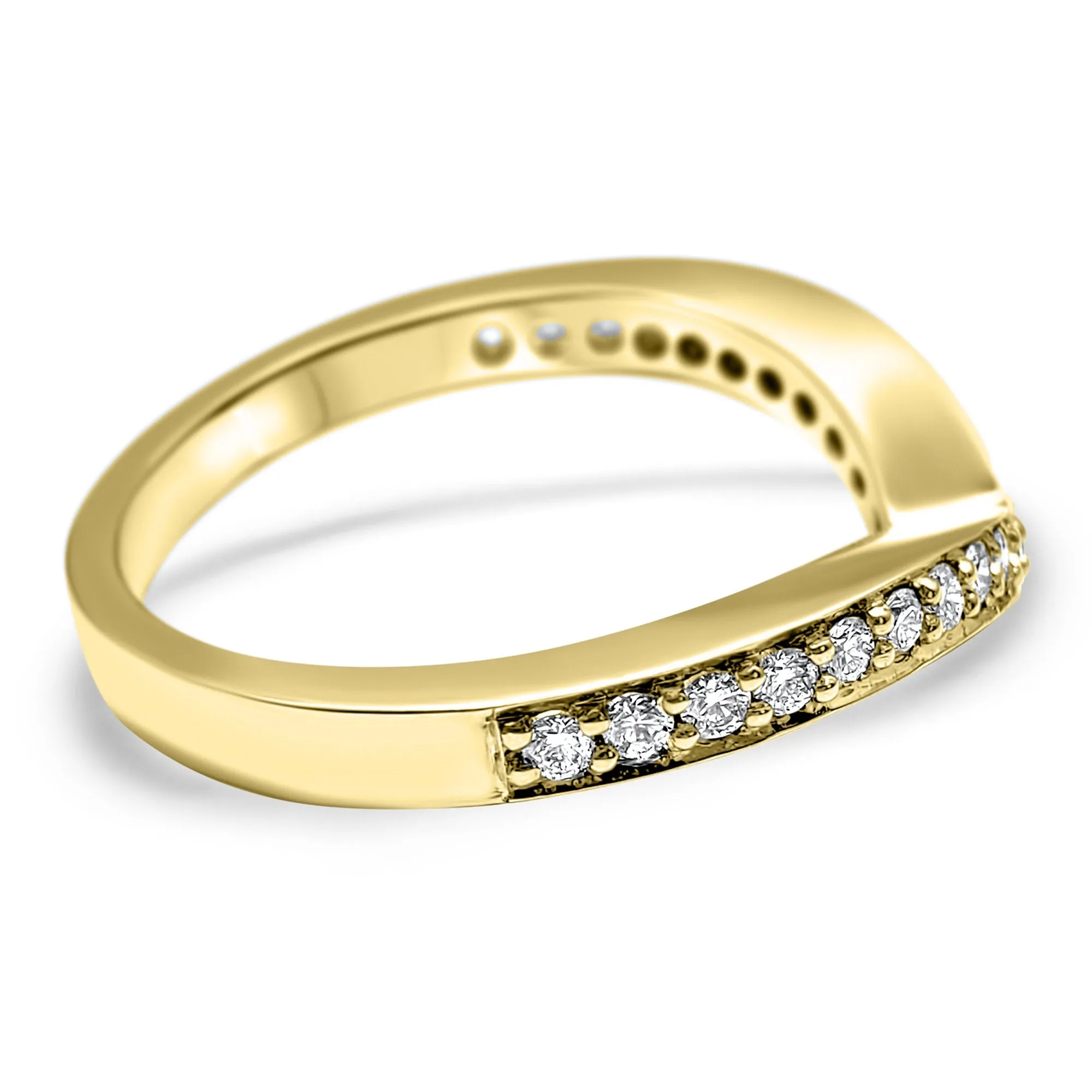 Diamond V Ring Enhancer 14k Yellow Gold 14k White Gold 14k Rose Gold Stackable Chevron Shadow Band