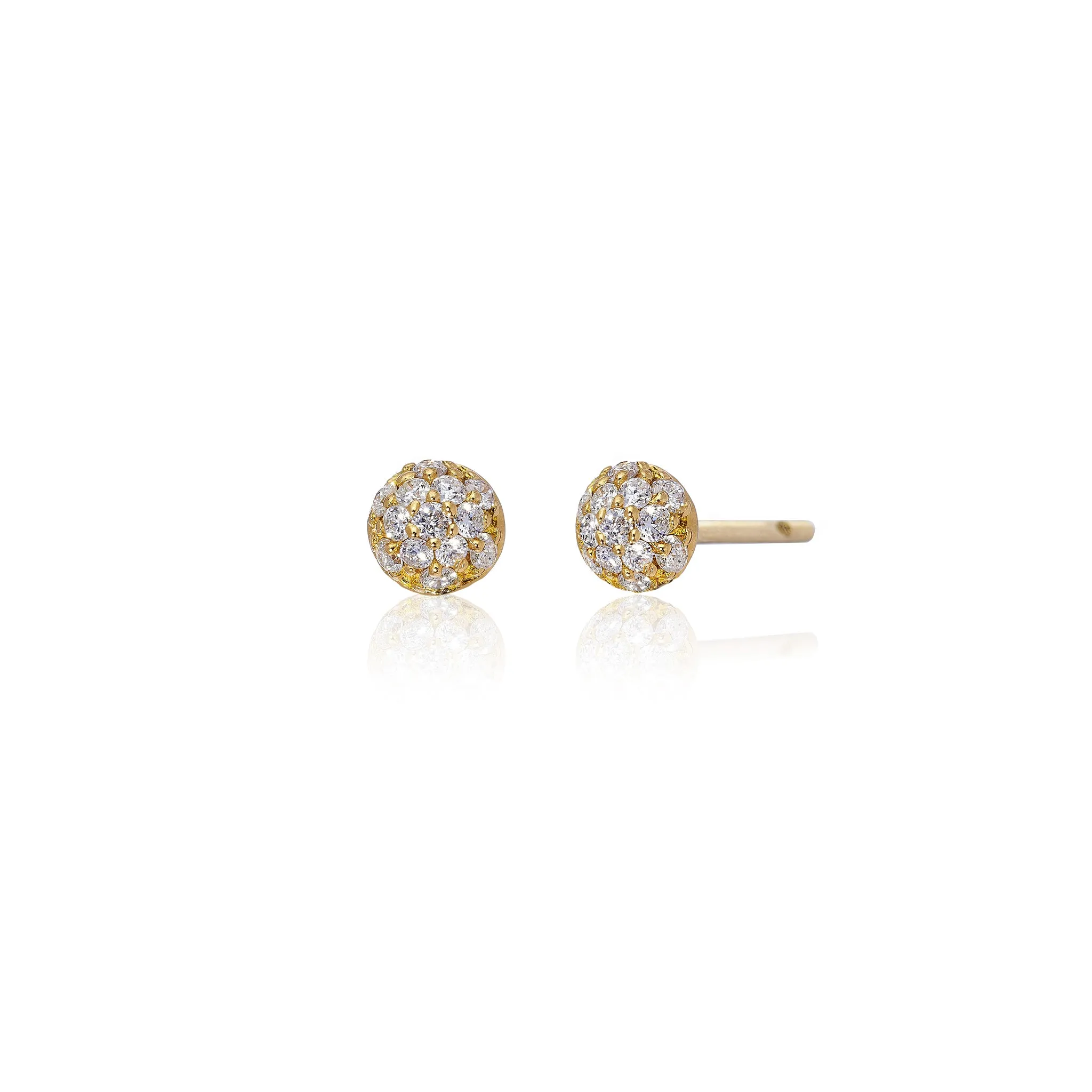 Disco Small White Diamond Pavé Ball Stud Earrings