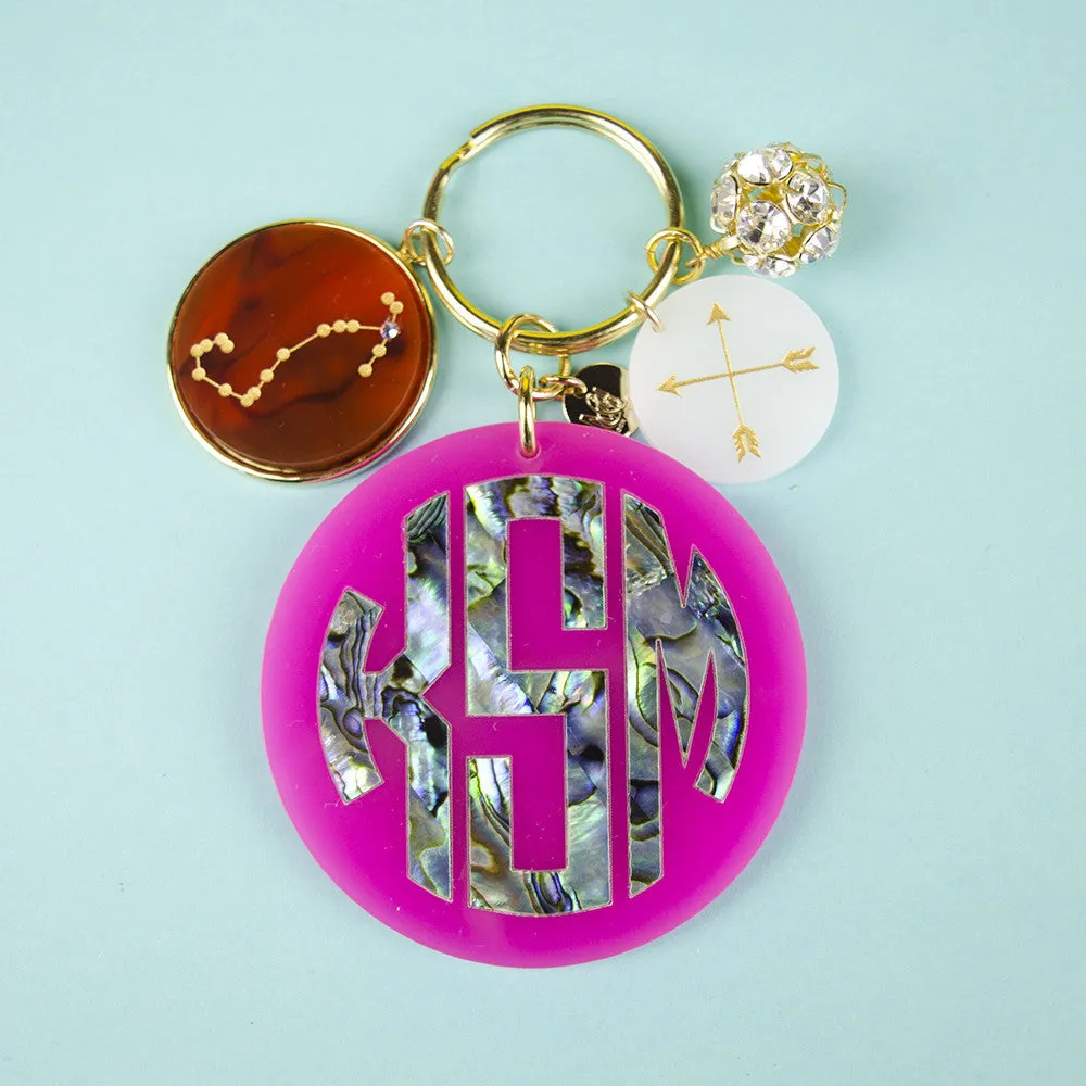 DISCONTINUED - Calypso Block Monogram Keychain (WS)