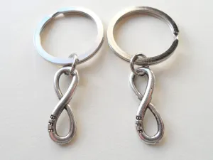 Double BFF Infinity Symbol Keychain Gift Set Best Friends Forever- You and Me for Infinity; Couples Keychain
