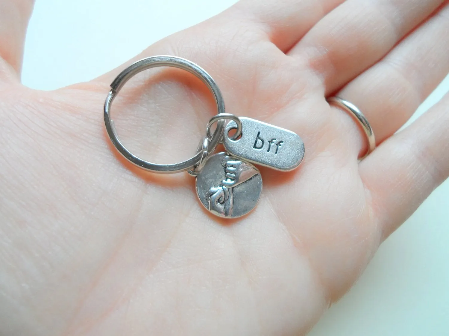 Double BFF Pinky Promise Keychains; Hand Bag Charm, Promise Gift, Best Friends Keychains