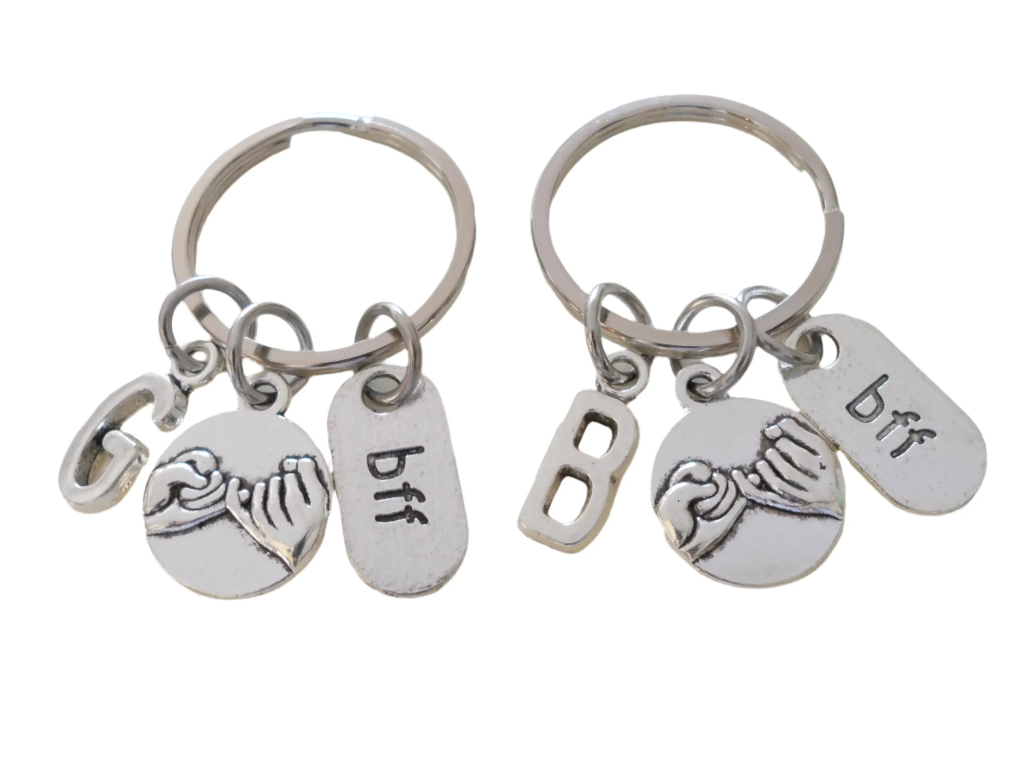 Double BFF Pinky Promise Keychains; Hand Bag Charm, Promise Gift, Best Friends Keychains