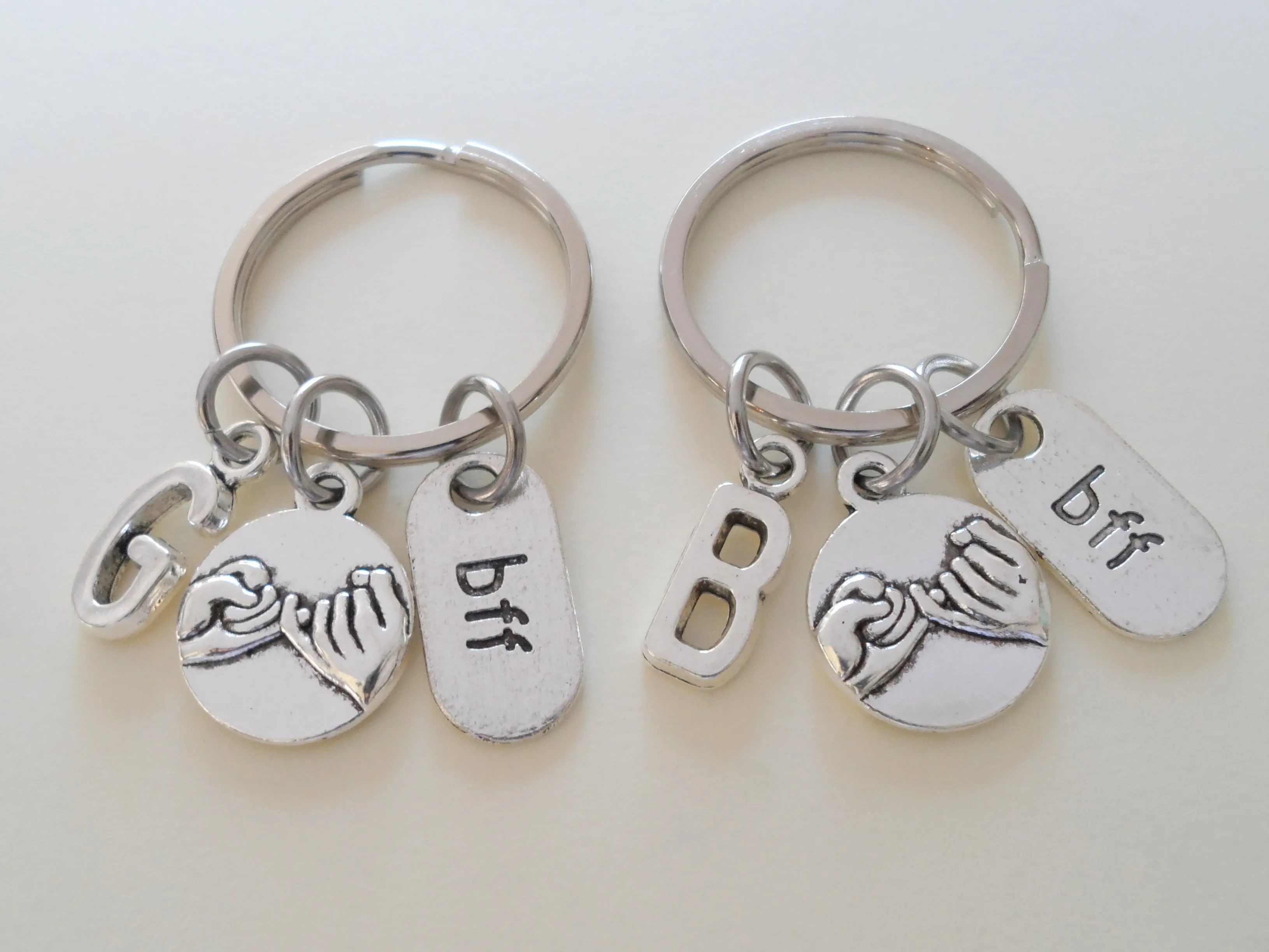 Double BFF Pinky Promise Keychains; Hand Bag Charm, Promise Gift, Best Friends Keychains
