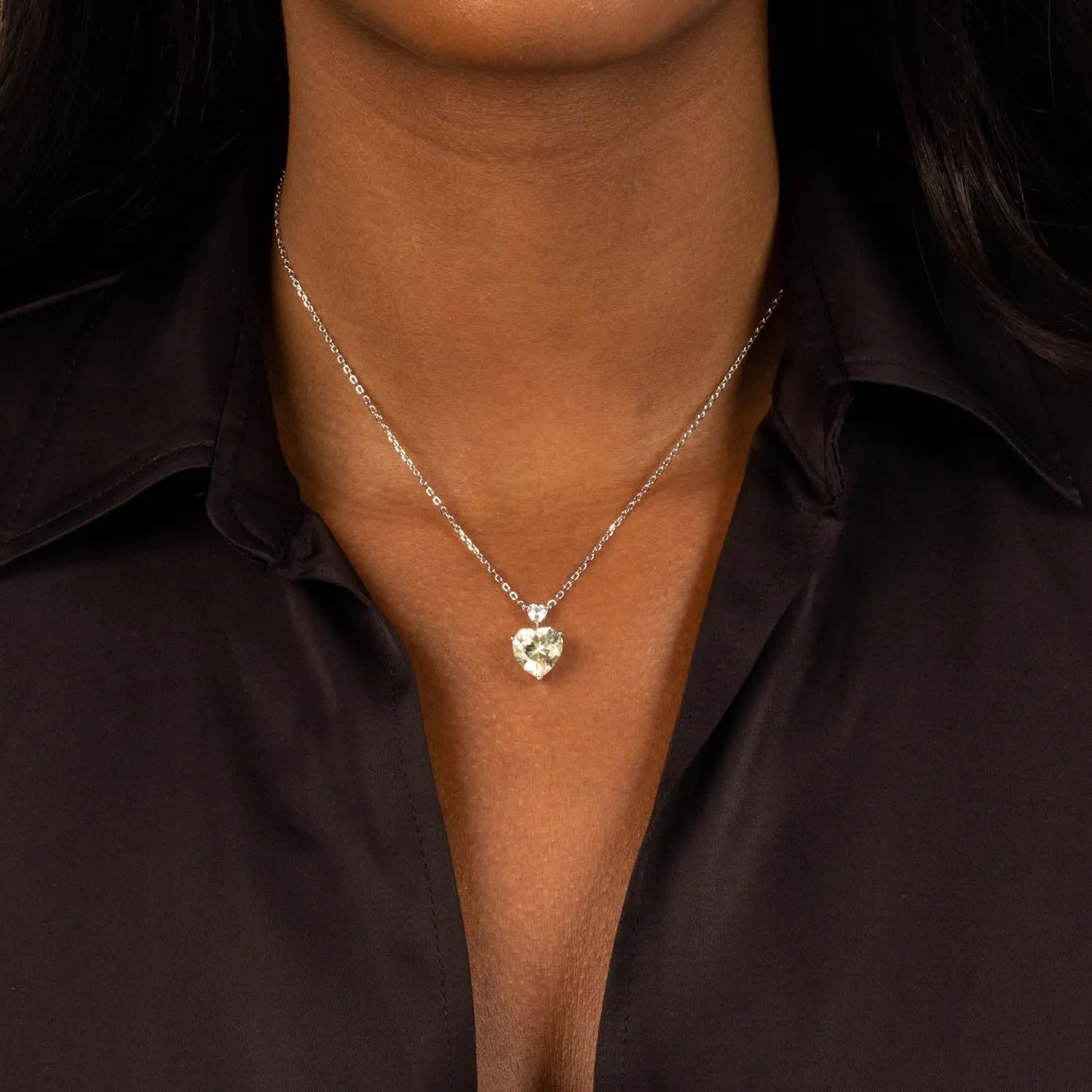 Double Heart CZ Necklace