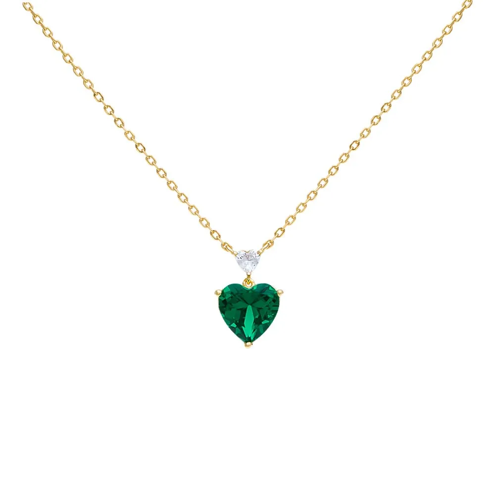 Double Heart CZ Necklace