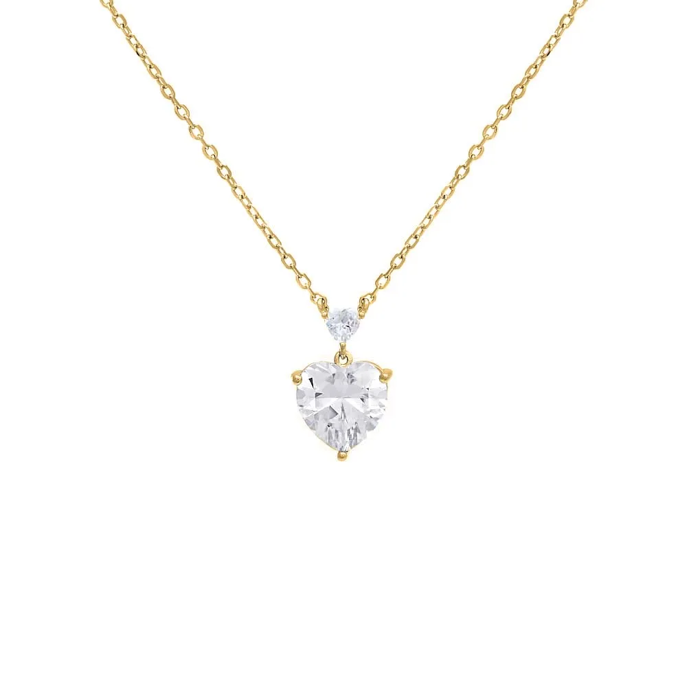 Double Heart CZ Necklace