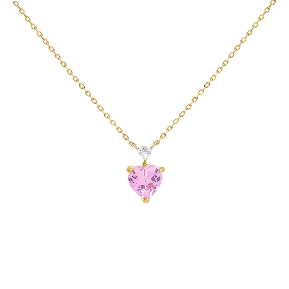 Double Heart CZ Necklace