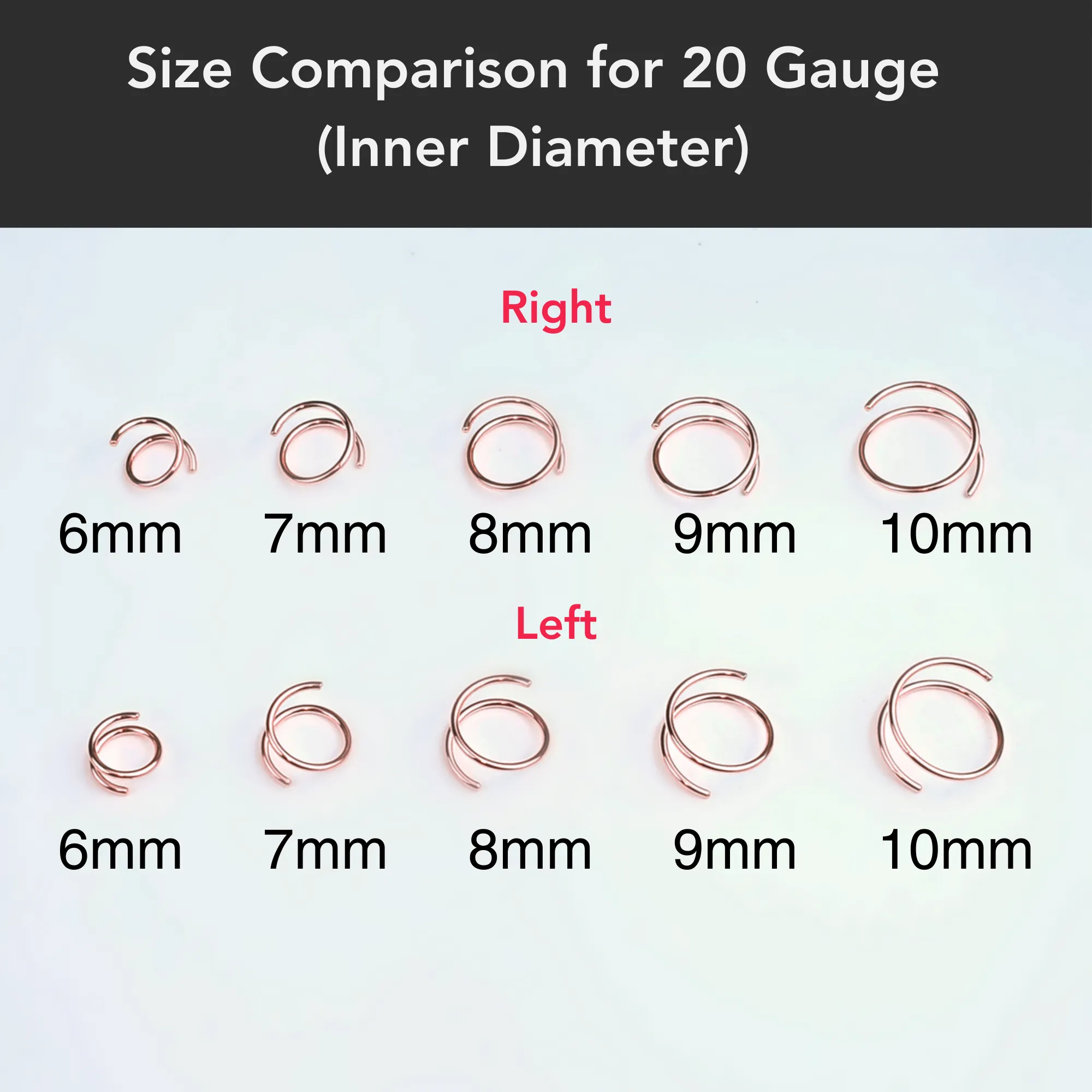 Double Hoop Nose 14k Rose Gold Filled Spiral Nose Ring 20 Gauge 8mm Left