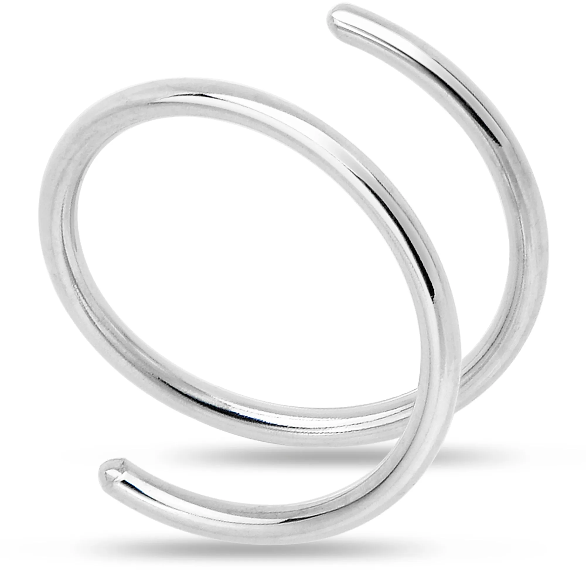 Double Hoop Nose 925 Sterling Silver Spiral Nose Ring 20 Gauge 8mm Left