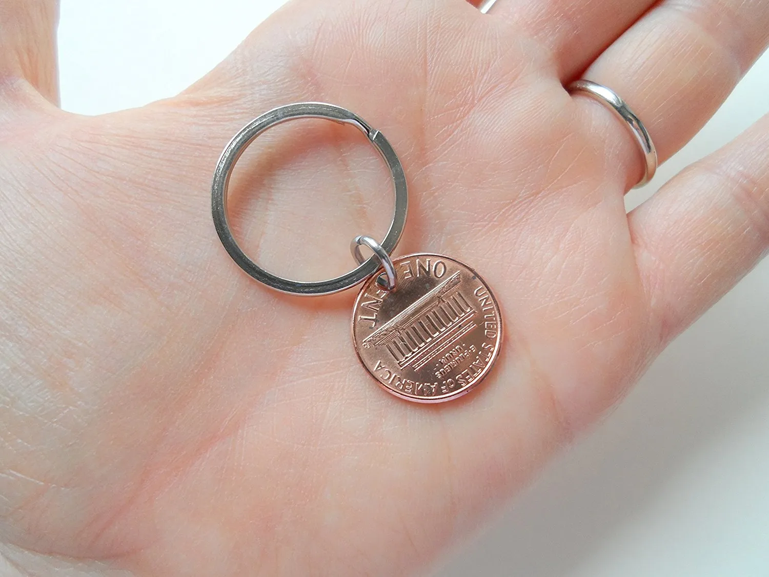Double Keychain Set 2005 Penny Keychains with Engraved Heart Around Year; 20 Year Anniversary Gift, Couples Keychain