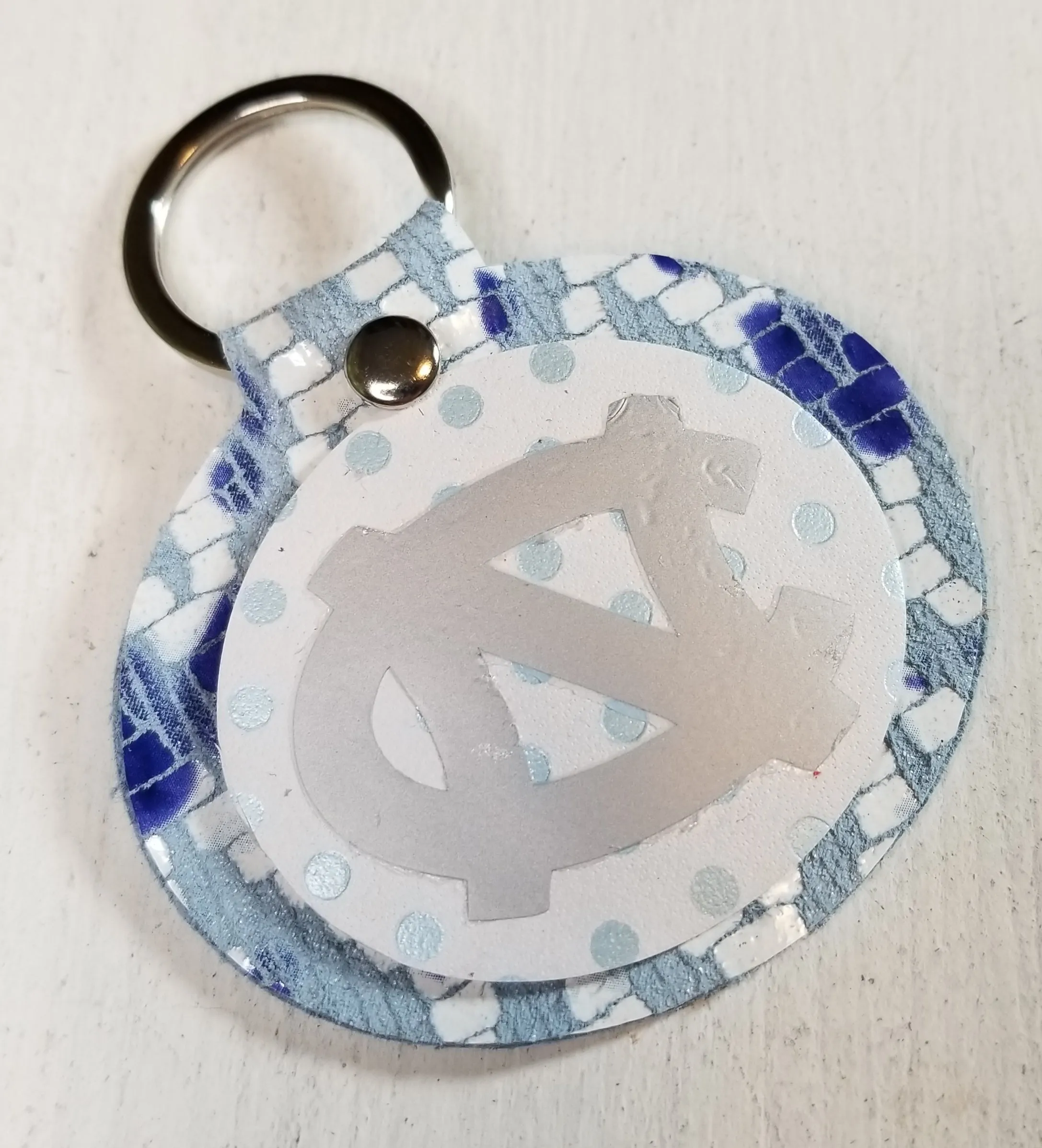 Double Layer Leather Keychain (UNC Tarheels)