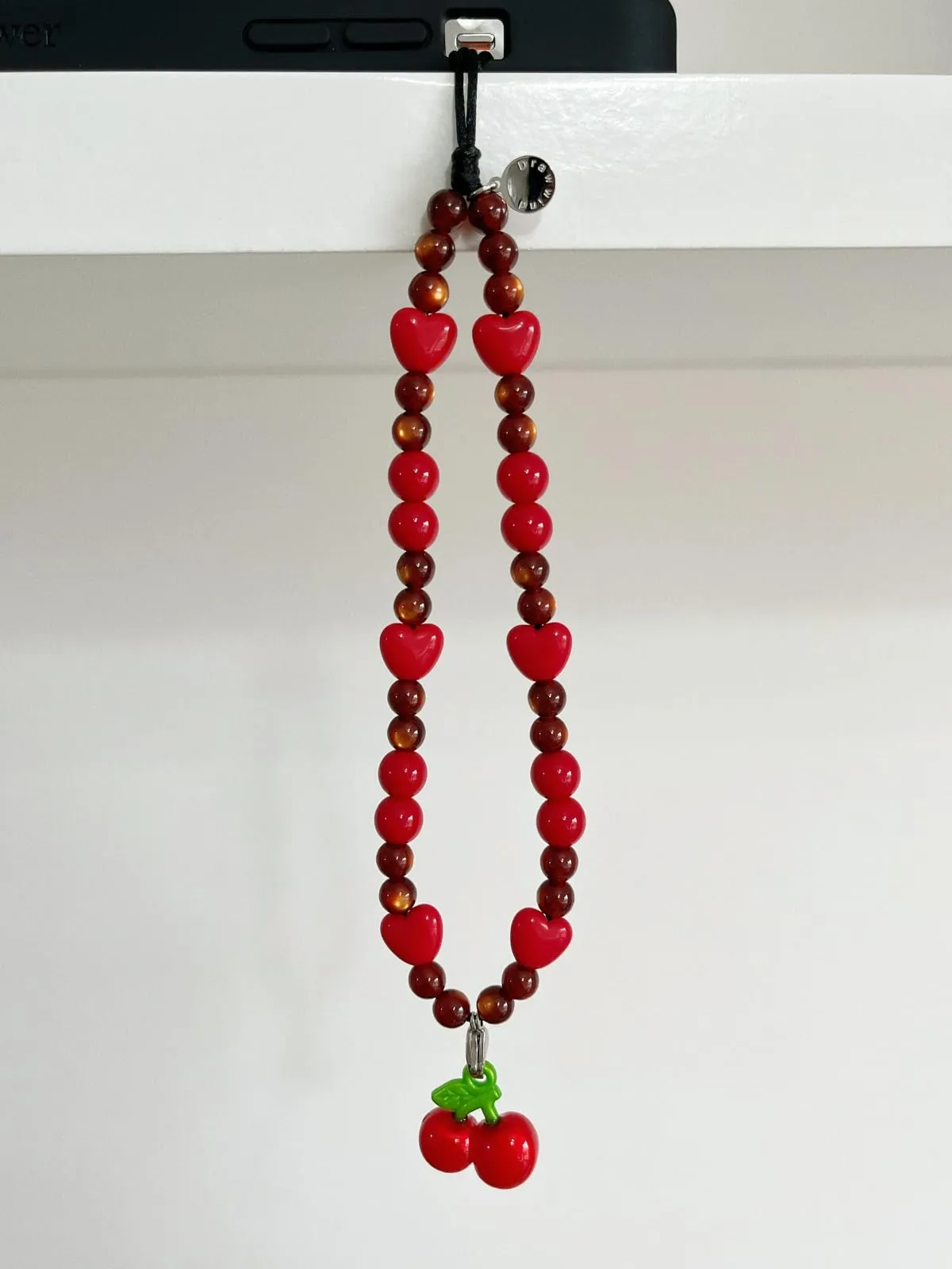 Drawwind Phone Charm Strap Universal Cell Phone Lanyard Wrist Strap Beaded Phone Chain String Handmade Phone Case Accessories for Women Girls (Sweet Cherries)