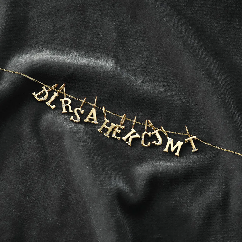 DRD Initial Charm in Yellow Gold