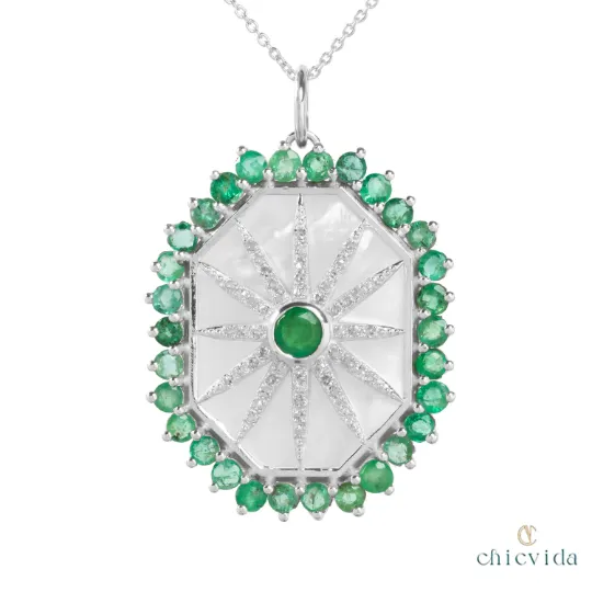 Eau De Nil Emerald & MOP Pendant