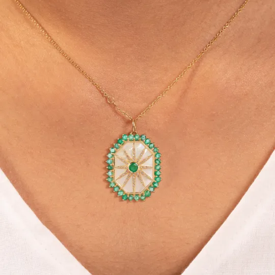 Eau De Nil Emerald & MOP Pendant