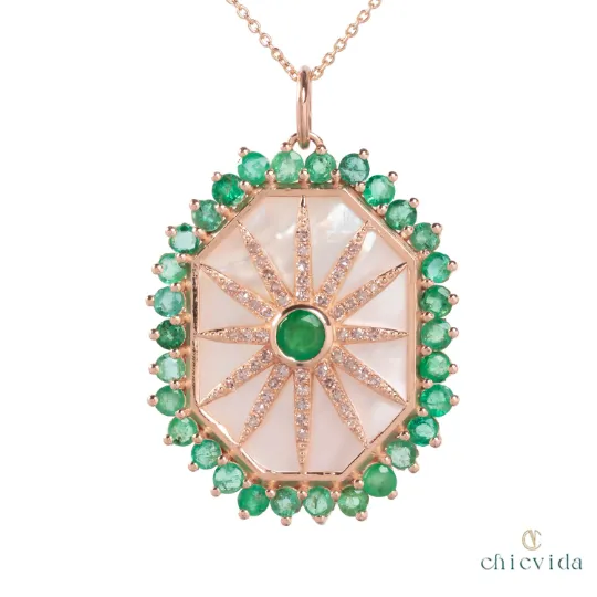 Eau De Nil Emerald & MOP Pendant