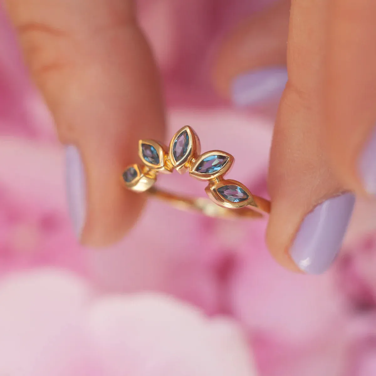 Eliza Stackable Marquise London Blue Topaz Ring