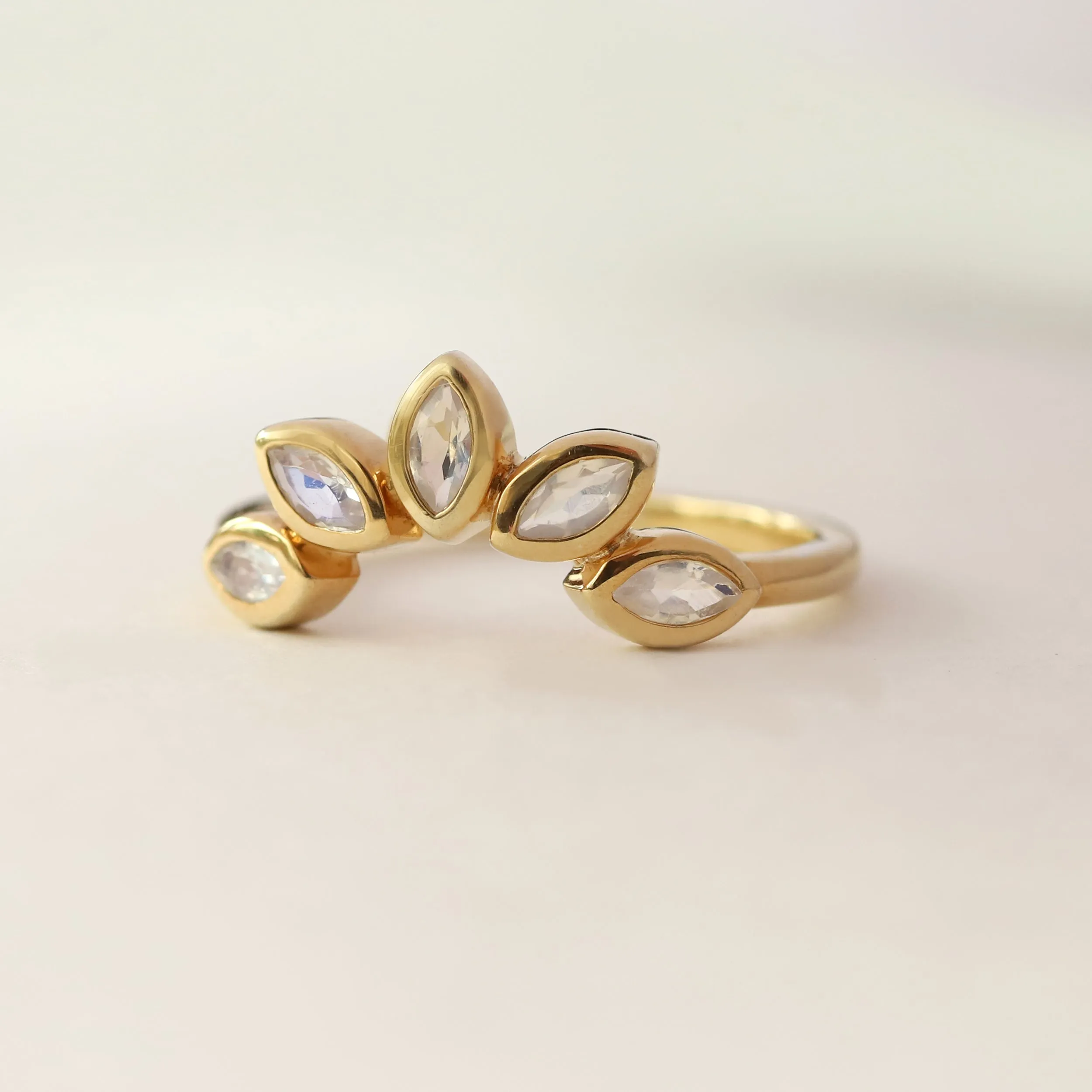 Eliza Stackable Marquise Moonstone Crown Ring