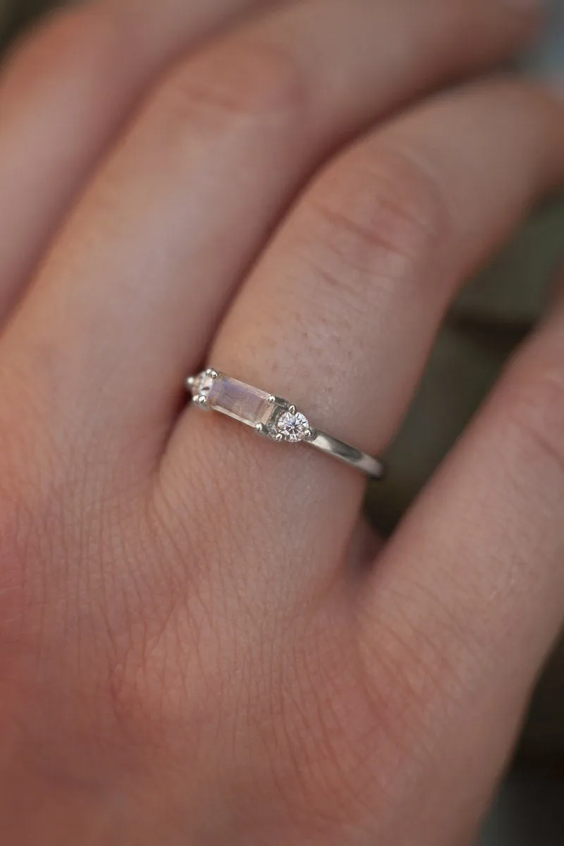 Ellen Moonstone Baguette Ring