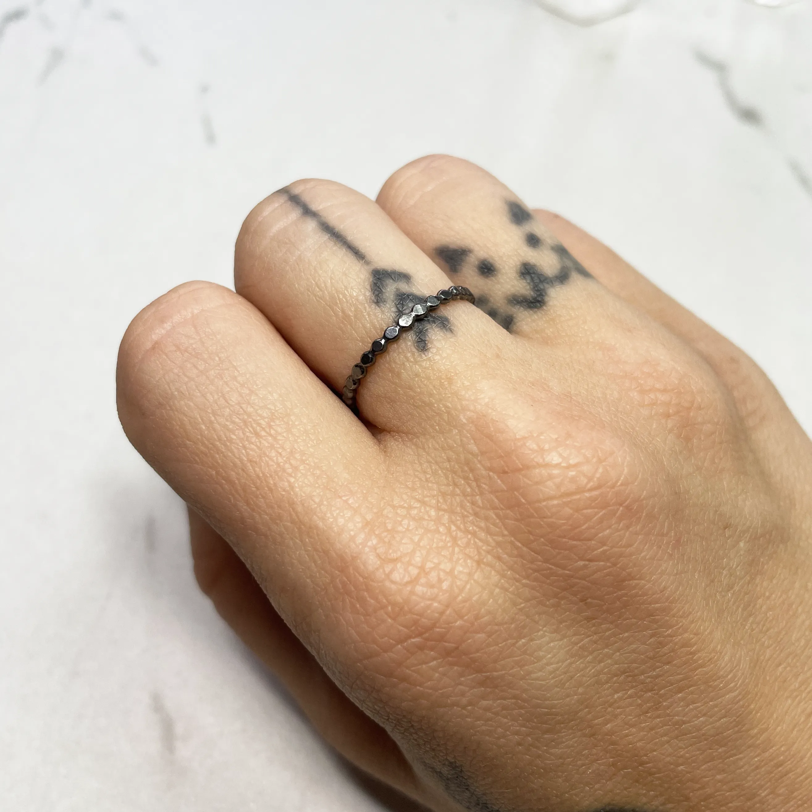 Ellipsis Ring in Gunmetal Silver
