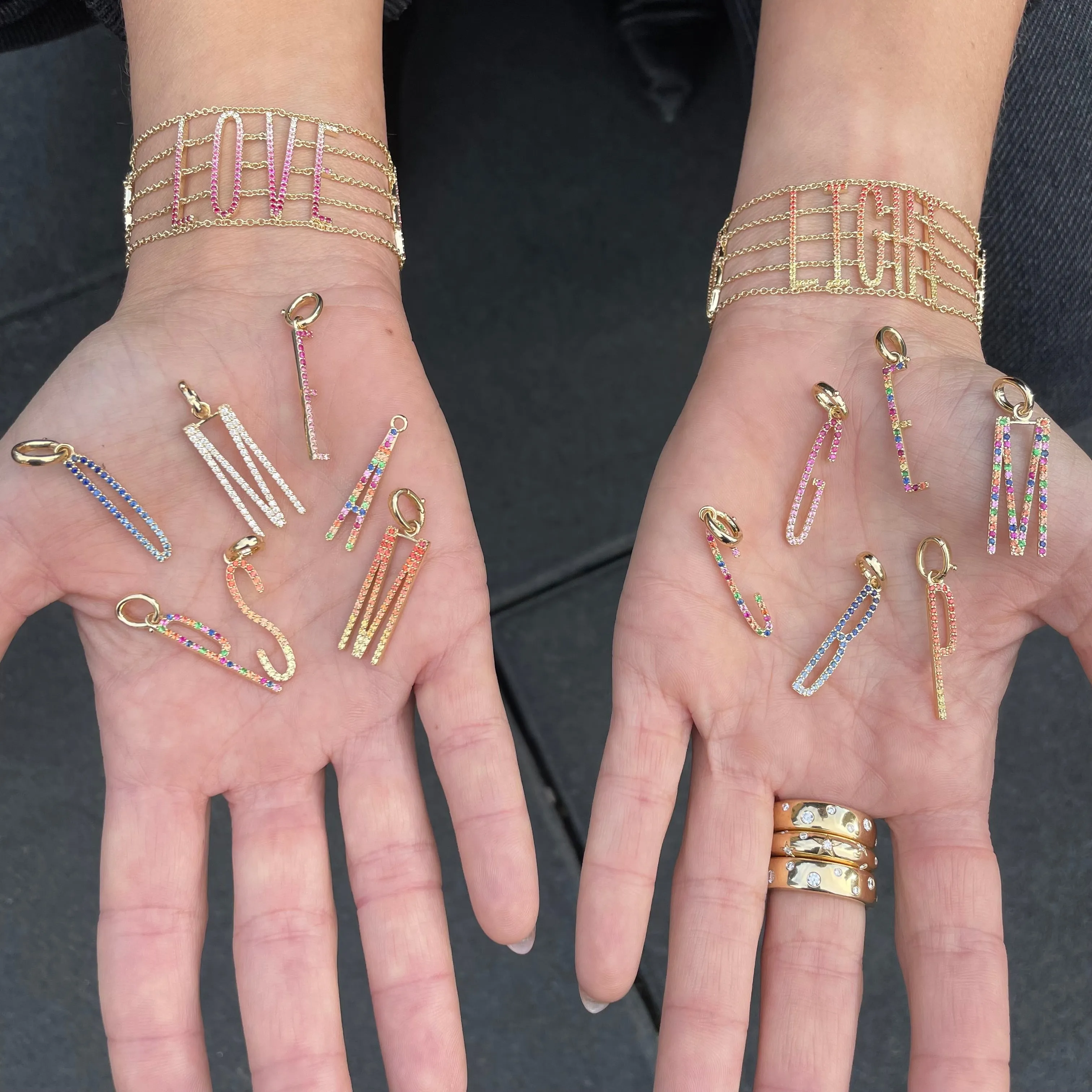 Elongated Ombre Initial Pendants