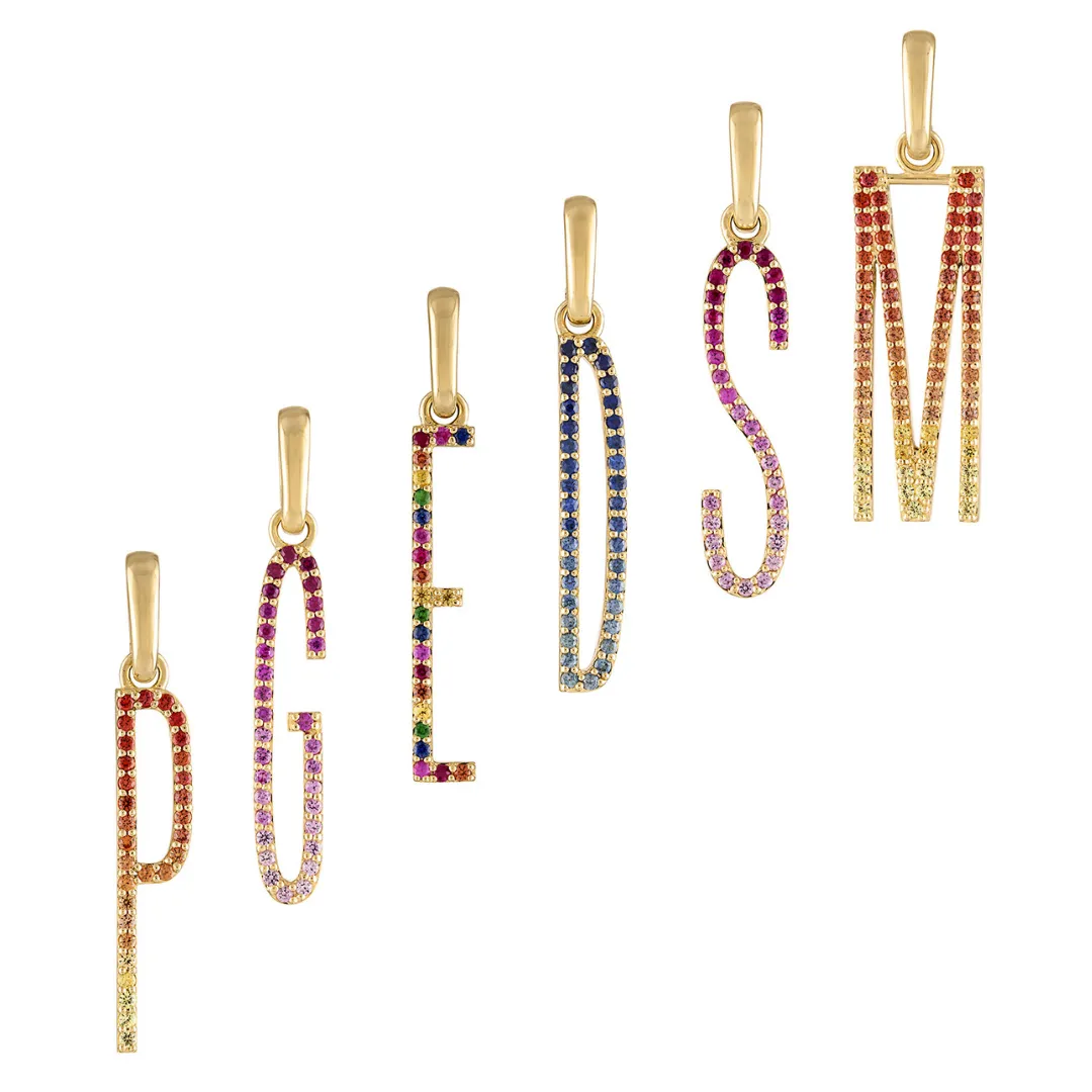 Elongated Ombre Initial Pendants