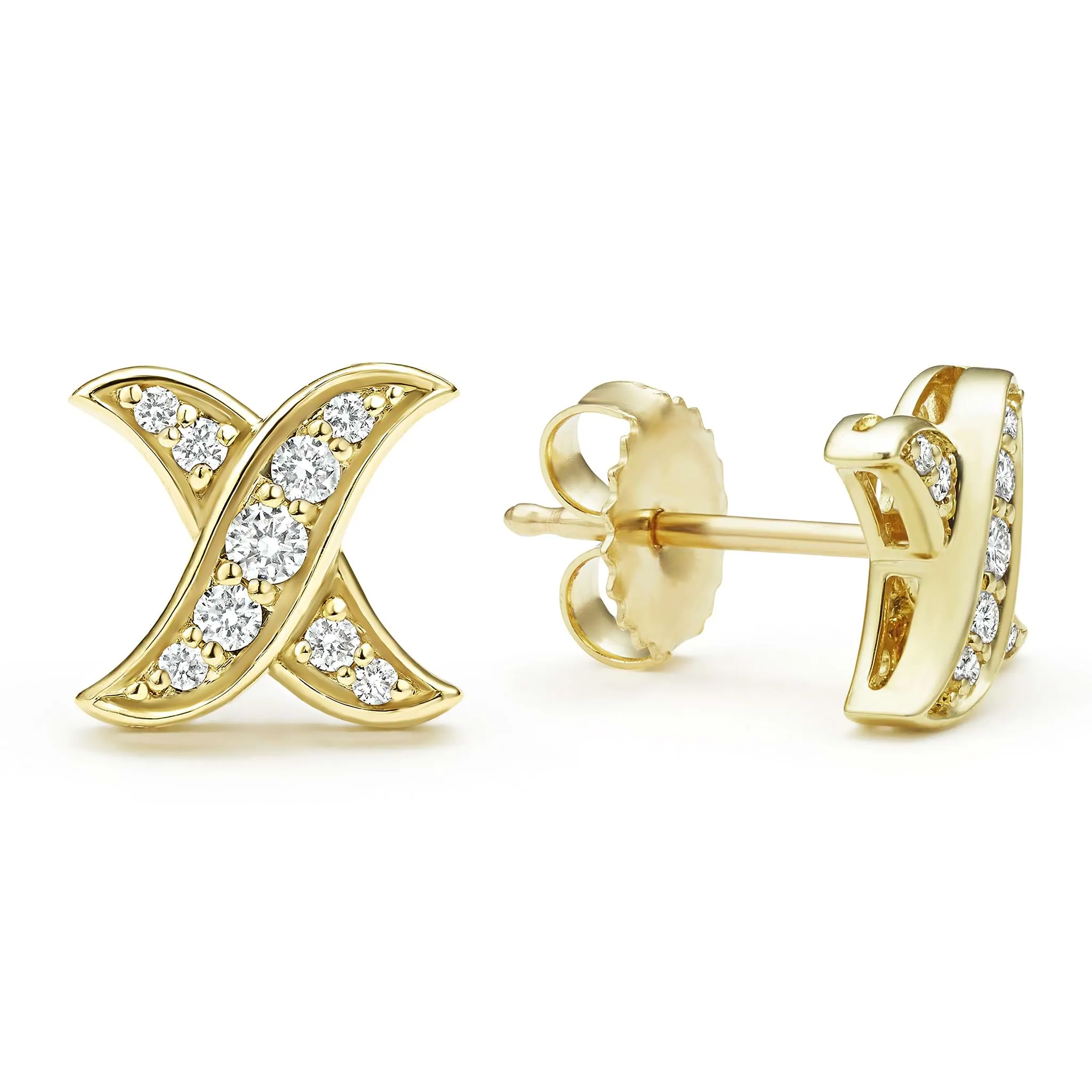 Embrace 18K Gold X Diamond Stud Earrings