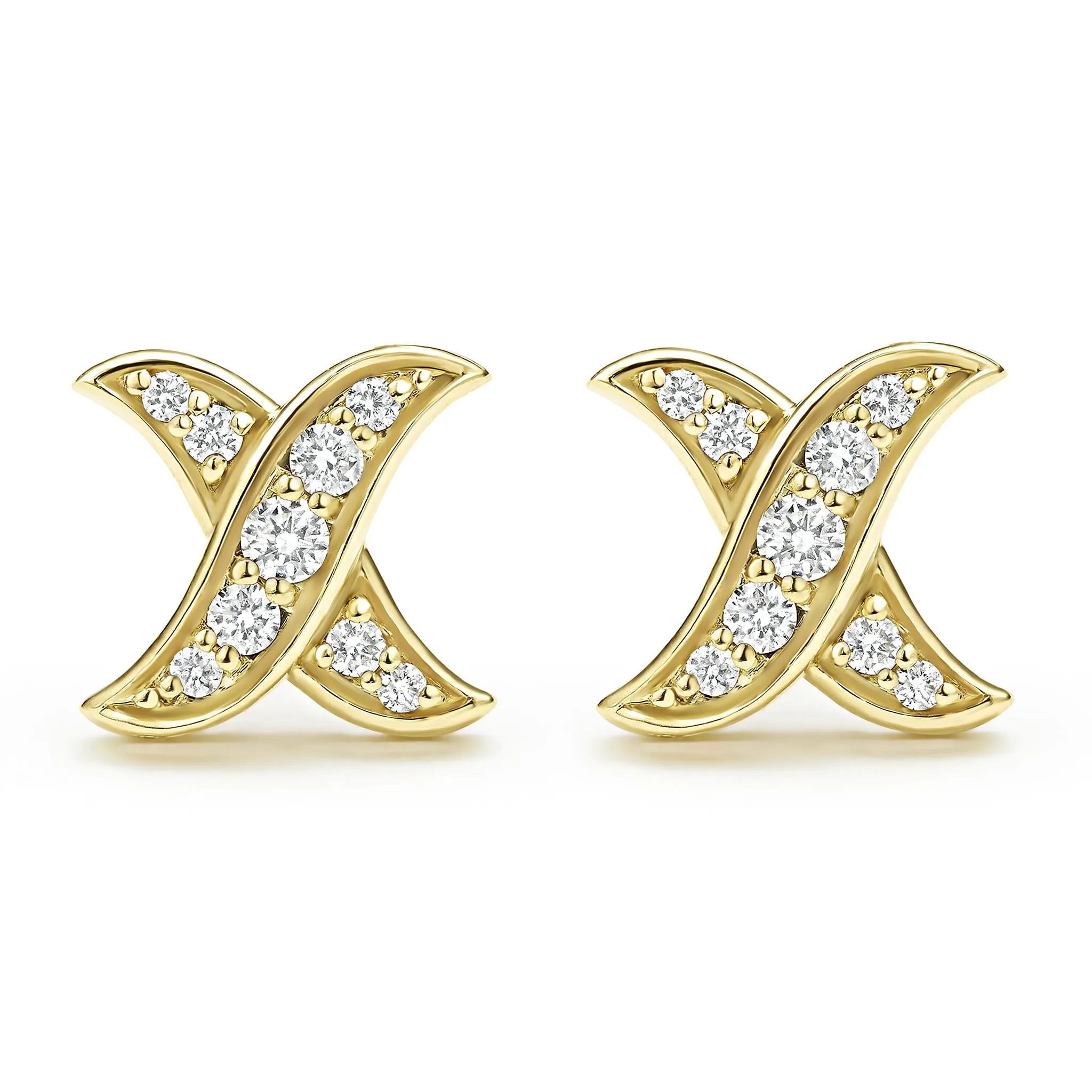 Embrace 18K Gold X Diamond Stud Earrings