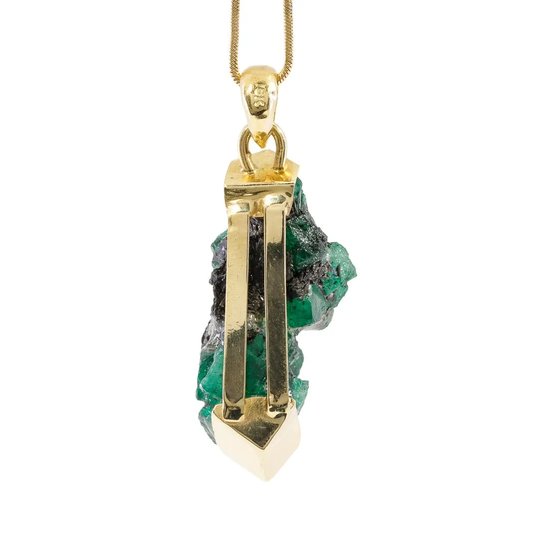 Emerald 42.81ct Gem Crystal Cluster 18k Handcrafted Pendant