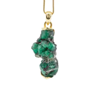 Emerald 42.81ct Gem Crystal Cluster 18k Handcrafted Pendant