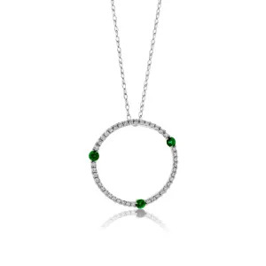 Emerald & Diamond Spontaneous Circle Style Pendant