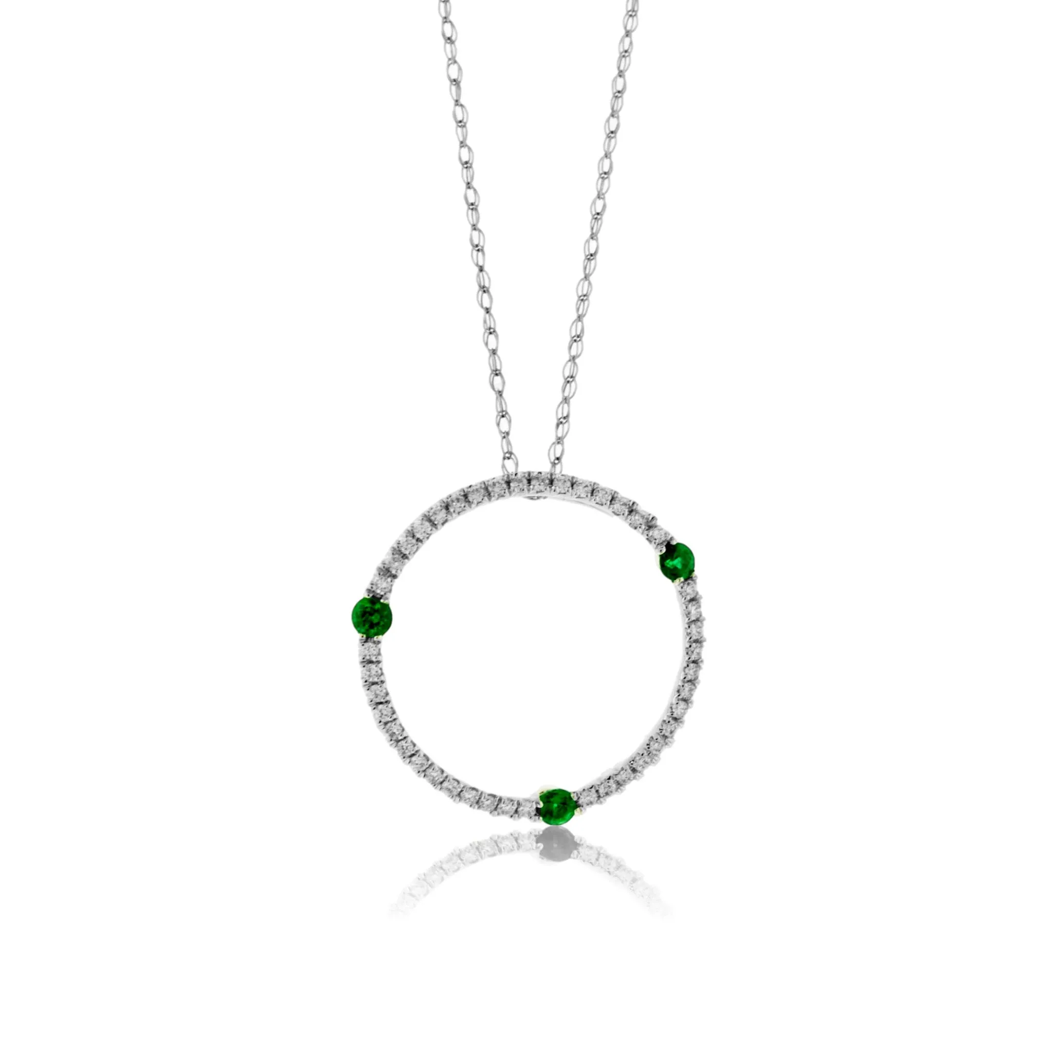 Emerald & Diamond Spontaneous Circle Style Pendant