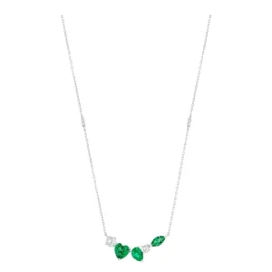 Emerald and CZ Multi-Shaped Bar Necklace