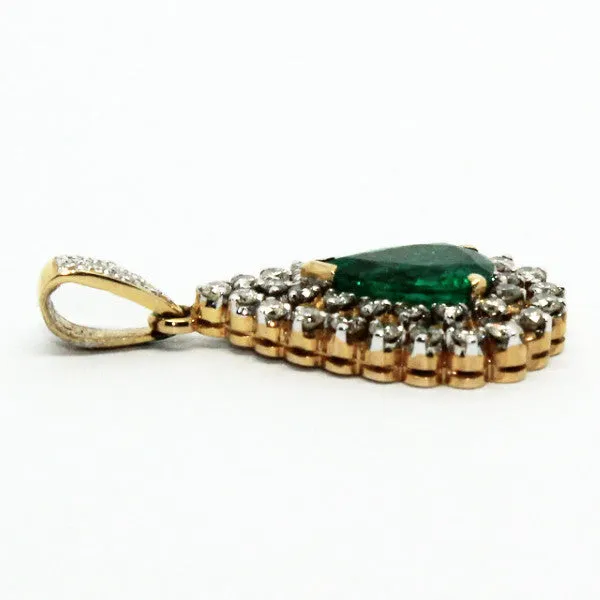 Emerald And Diamond Double Clustered Pendant Ad No.0547
