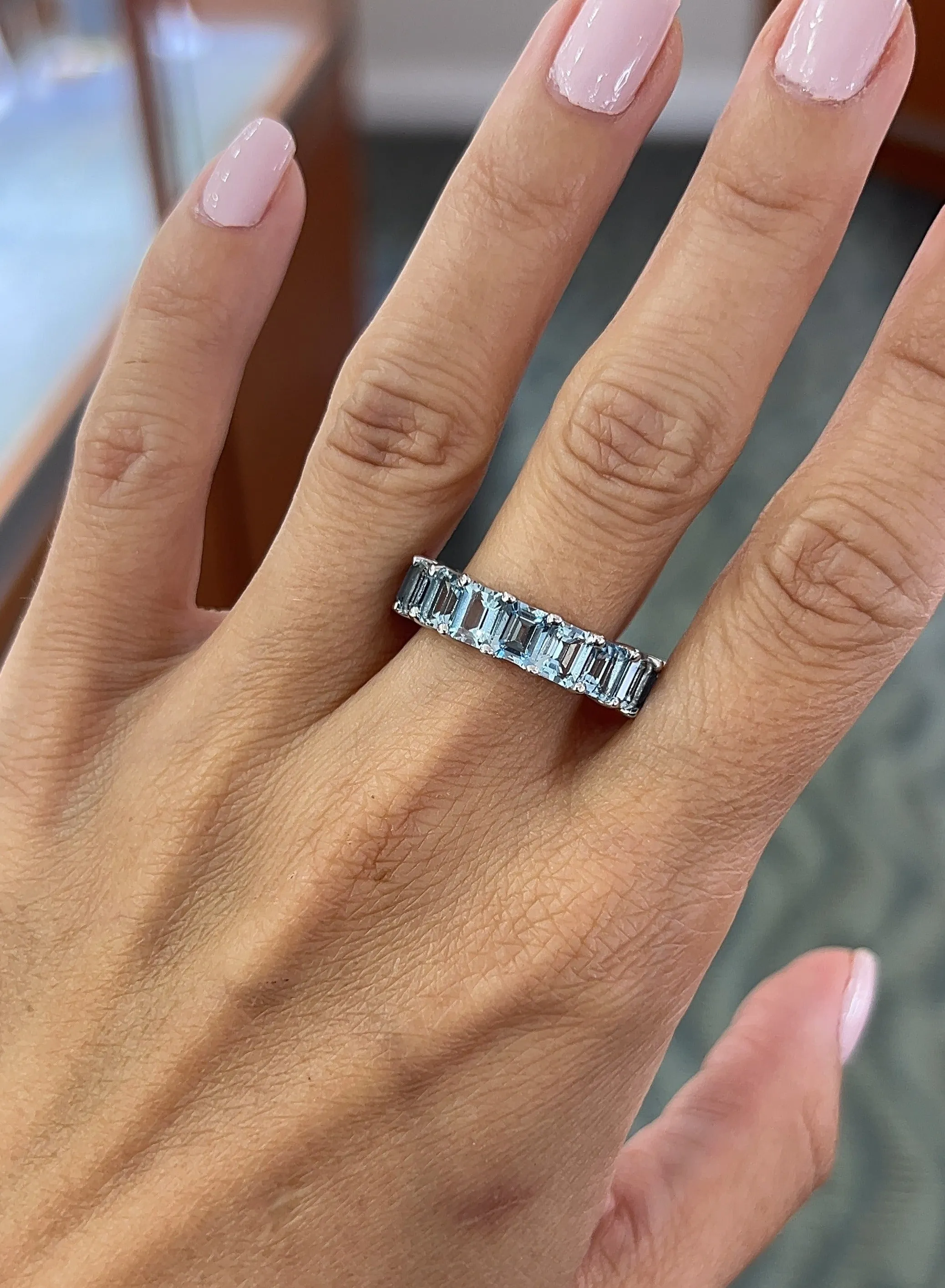 Emerald Cut Gemstone Eternity Band