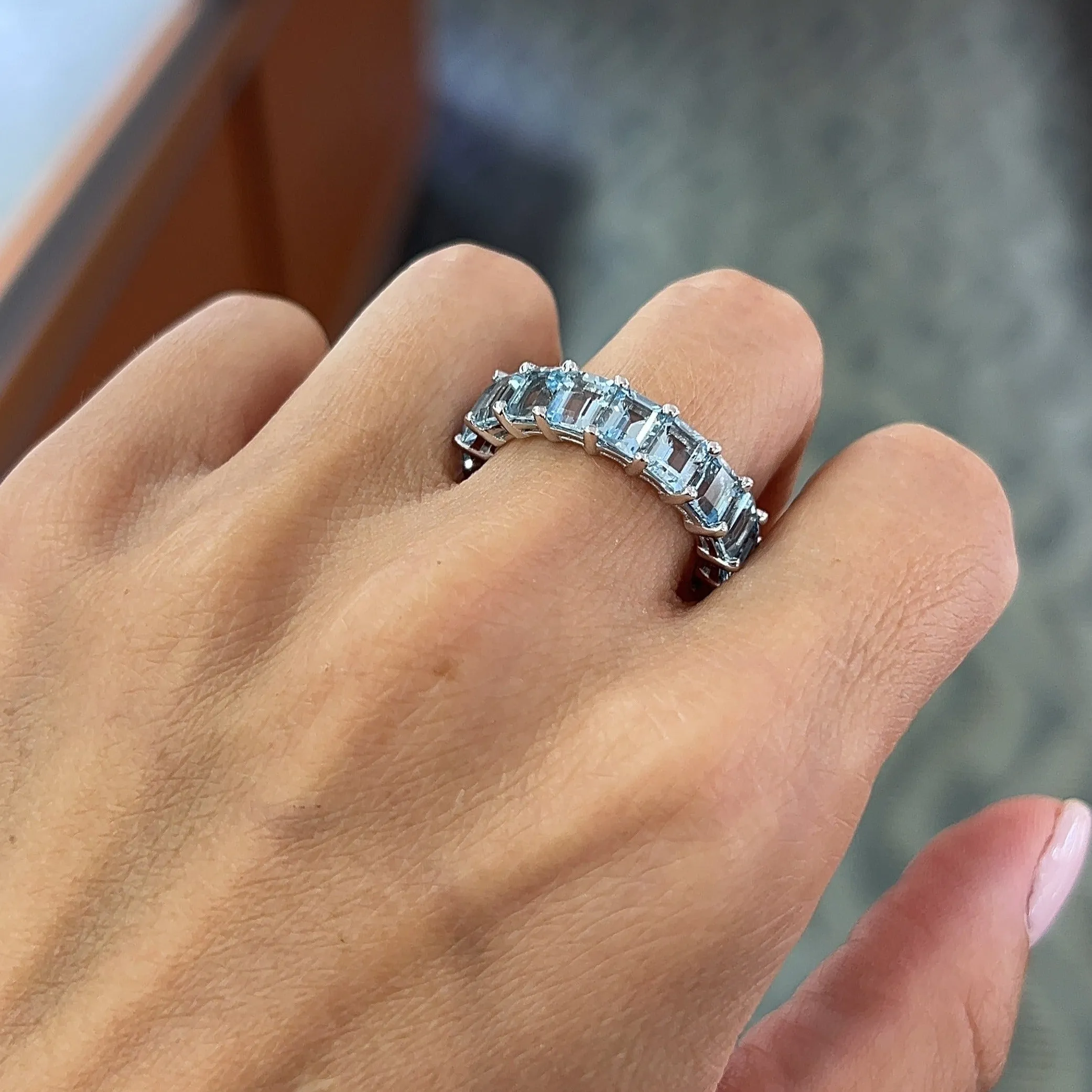 Emerald Cut Gemstone Eternity Band