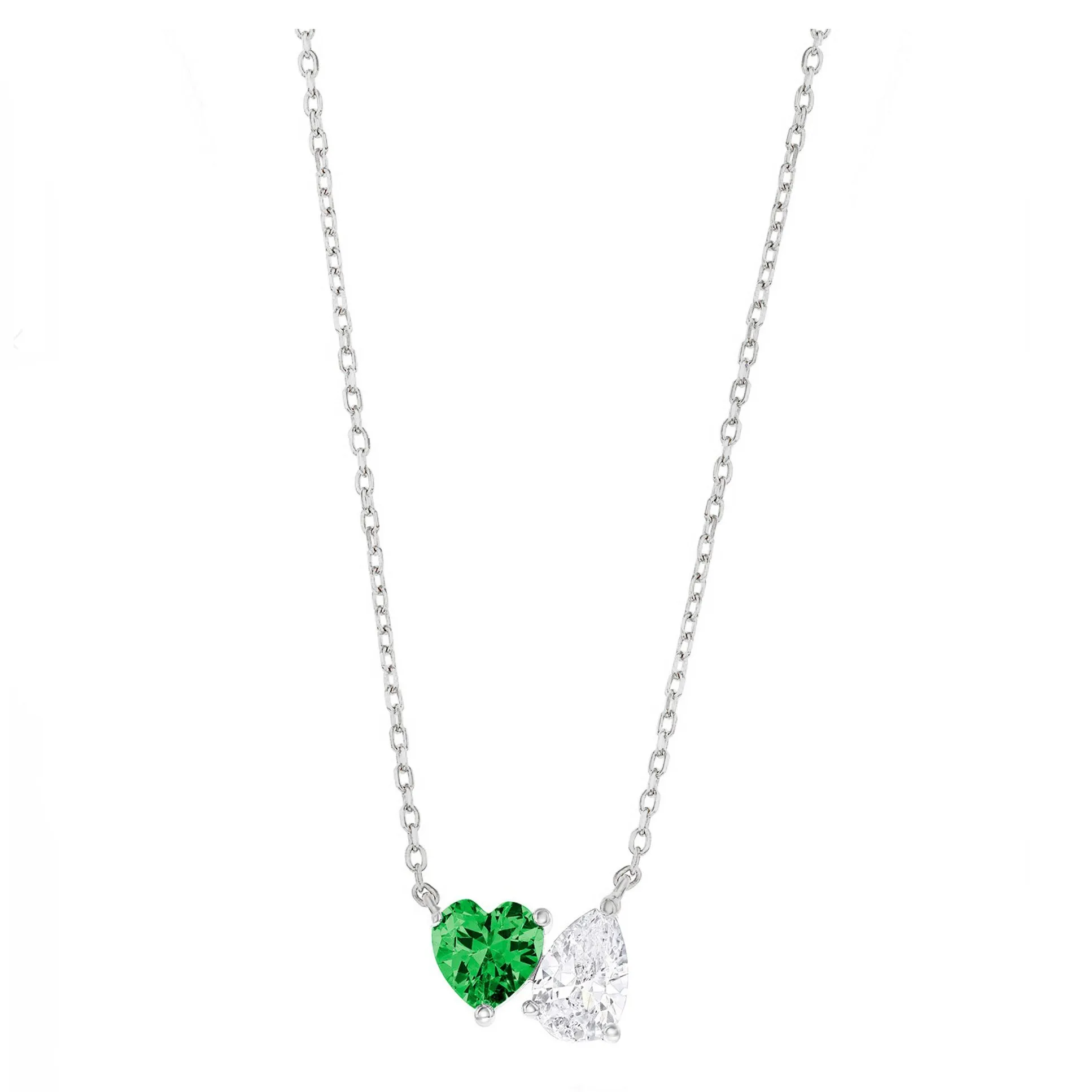 Emerald Heart & Pear Toi Et Moi Necklace
