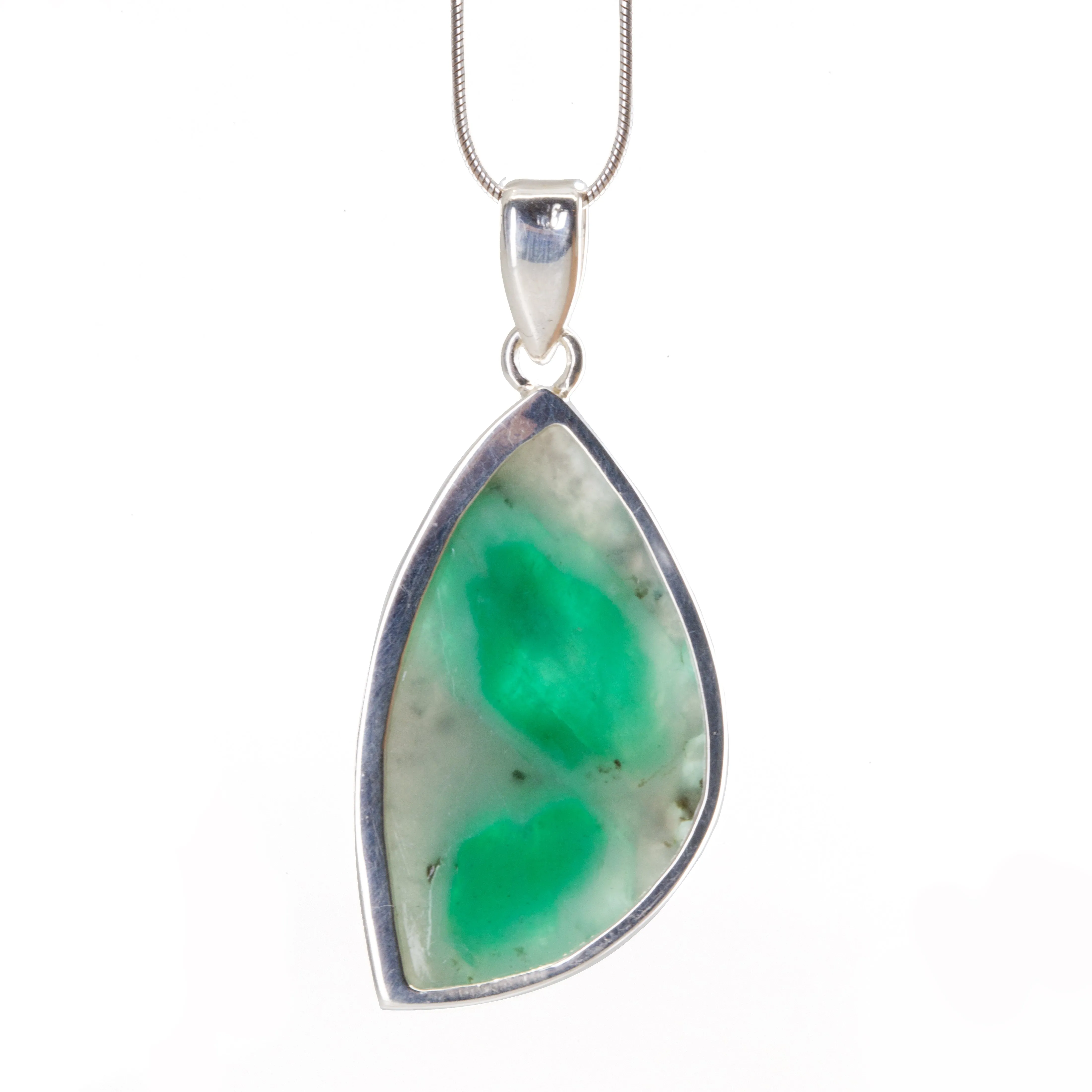 Emerald in Quartz 24.72ct Handcrafted Sterling Silver Pendant